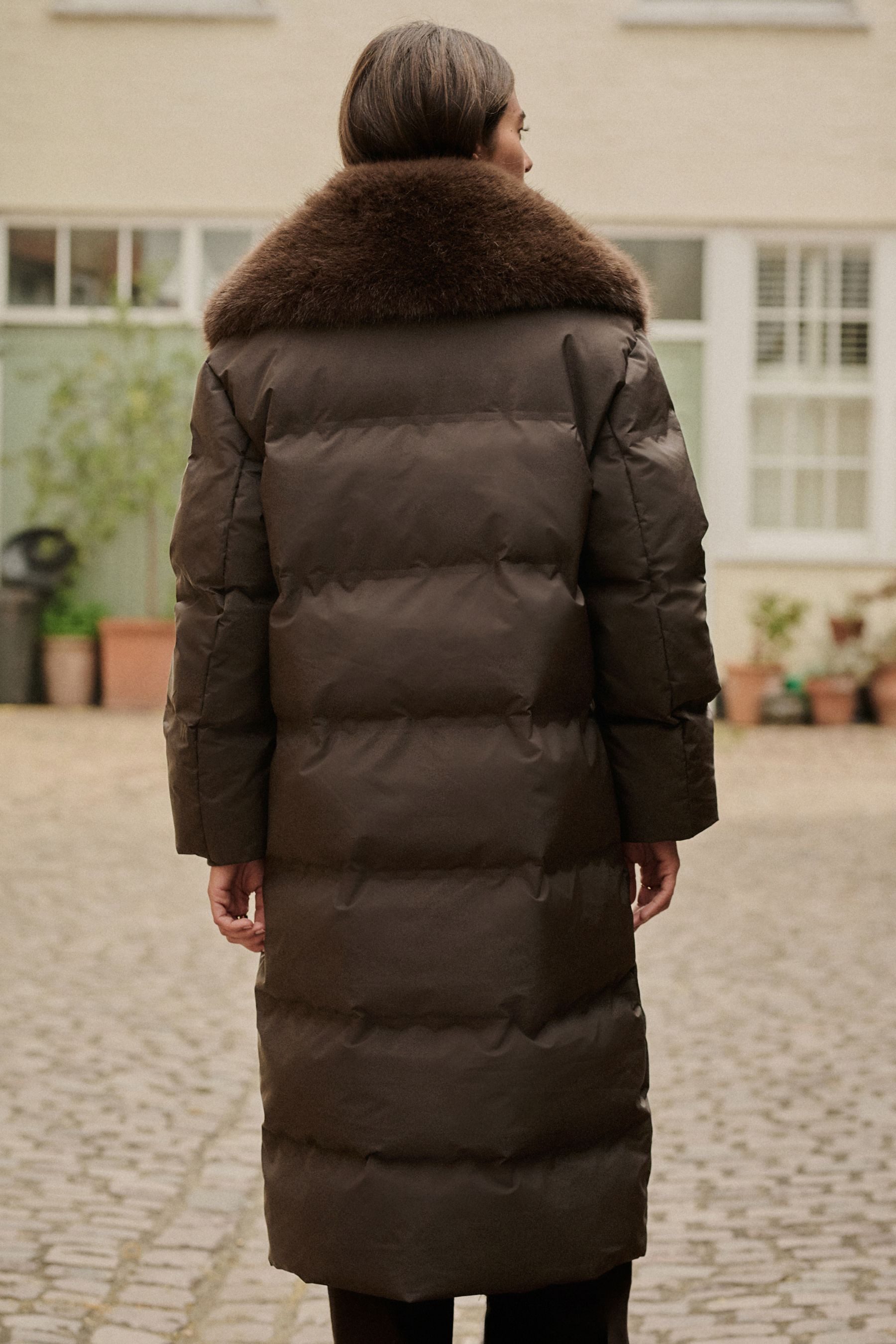 Next Fellimitatmantel Langer, wattierter Mantel mit günstig online kaufen