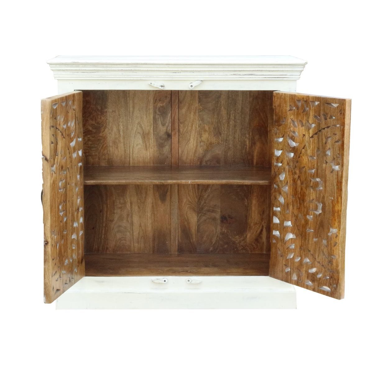 Oriental Galerie Unterschrank Weiß Whitewash Sideboard Benisha Indien 90 cm