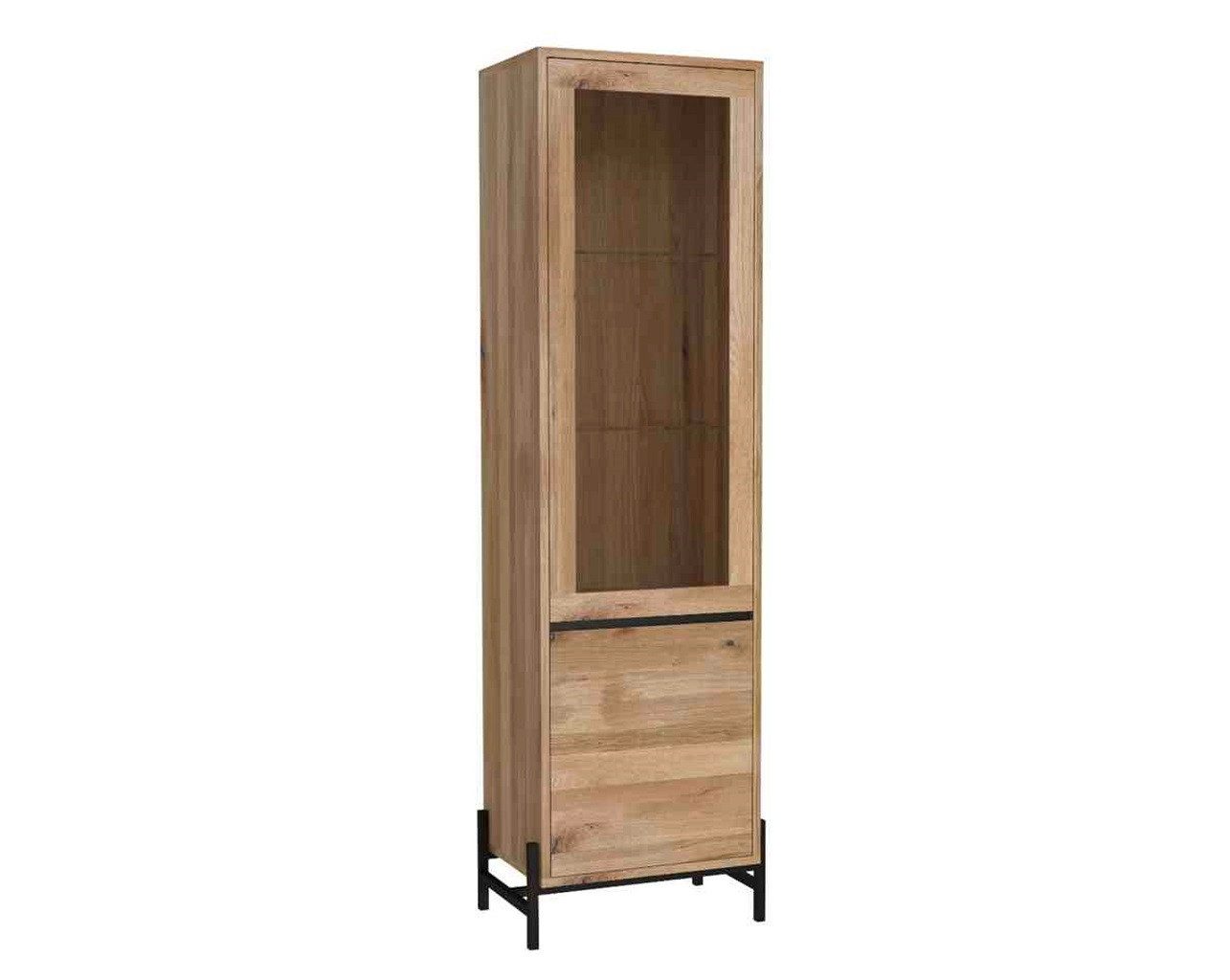 Main Möbel Vitrine Vitrinenschrank 57x198cm 'Veneza' Eiche & Metall schwarz