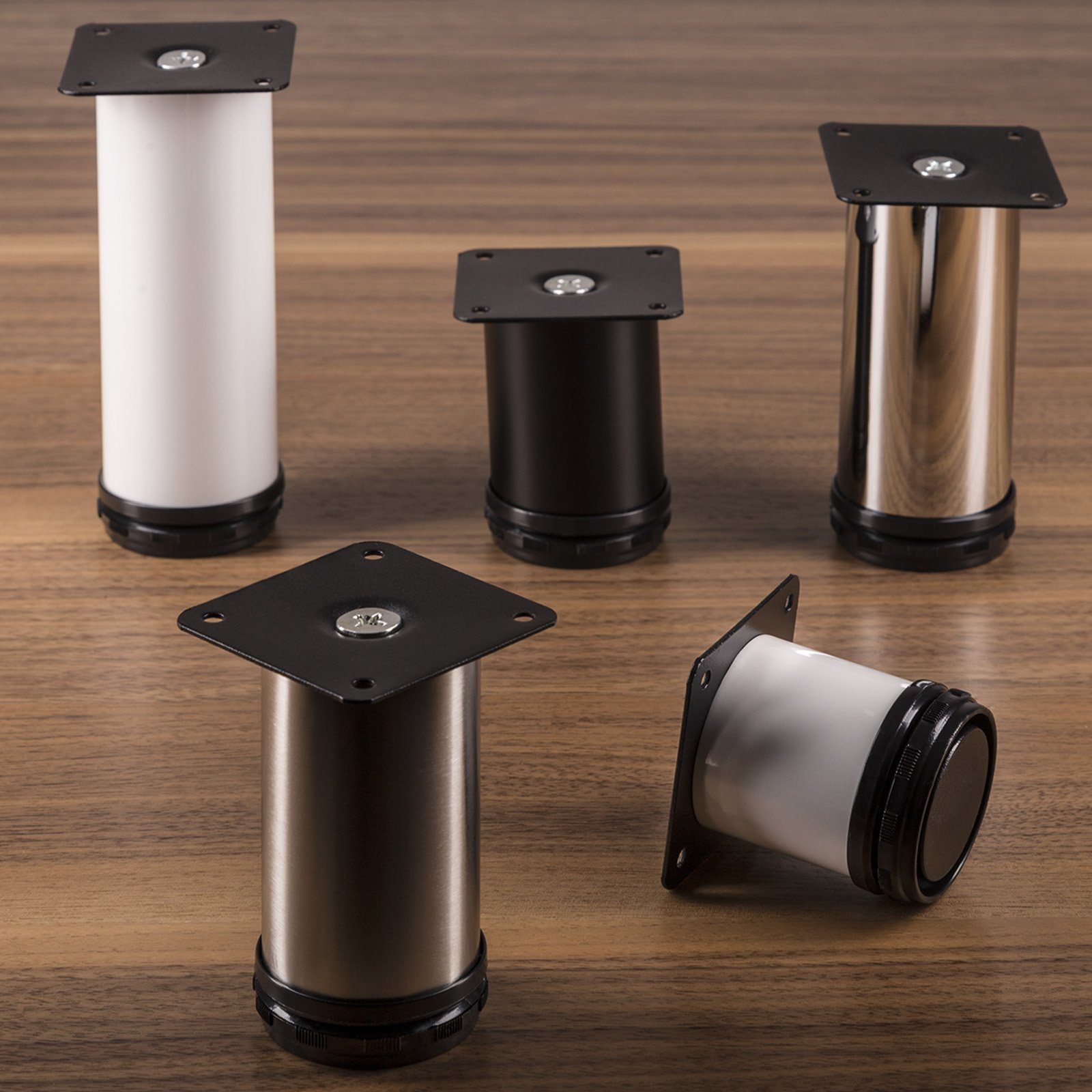 SO-TECH® Möbelfuß 4er SET Möbelfuß JIMMY Ø 50 mm Höhe: 60-150 mm Sockelfuß mit, verschiedene Oberflächen – Bild 5 von 5