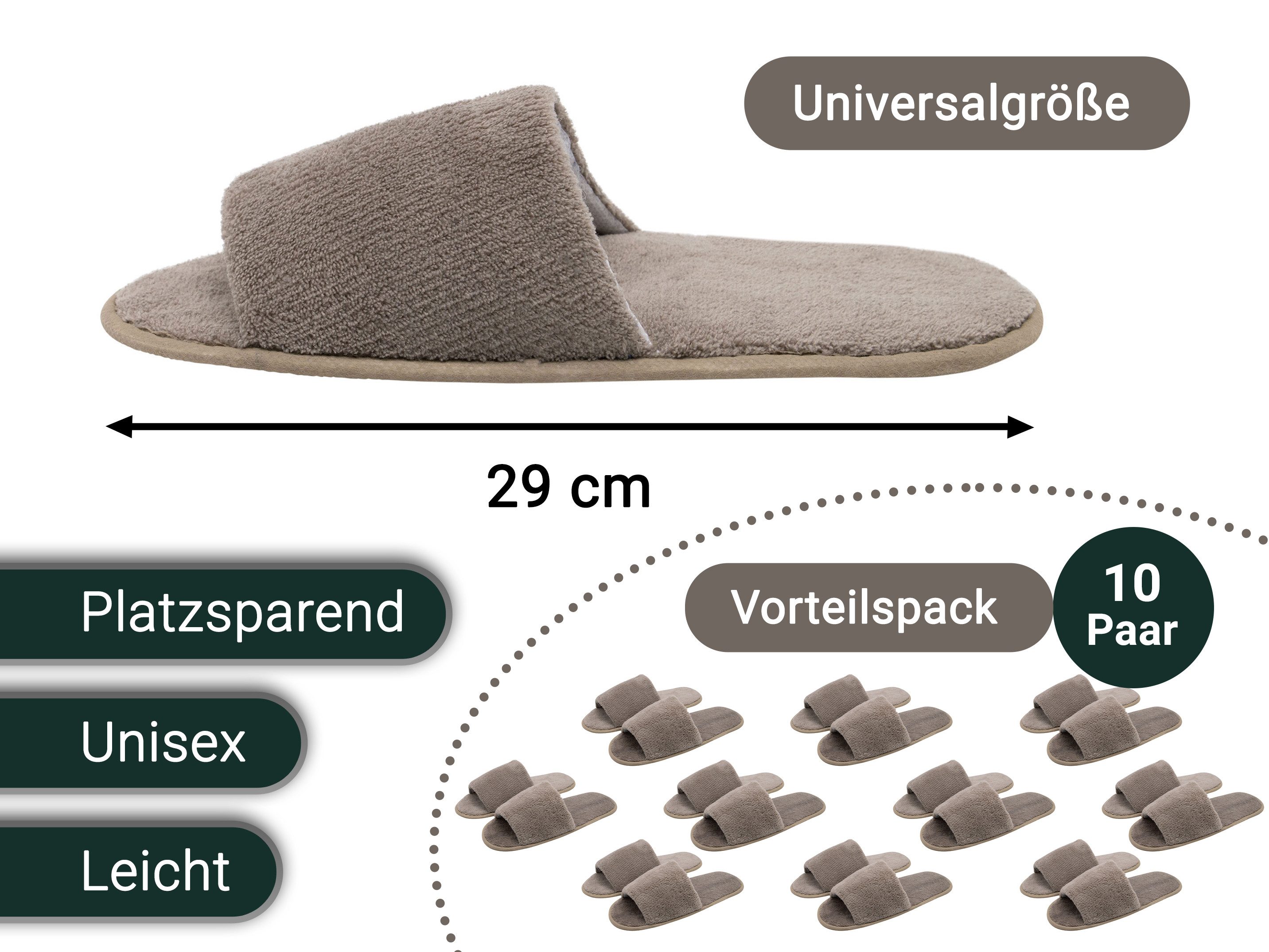 ZOLLNER Pantoffel (10-tlg) 100% Polyester, vom Hotelwäschespezialisten