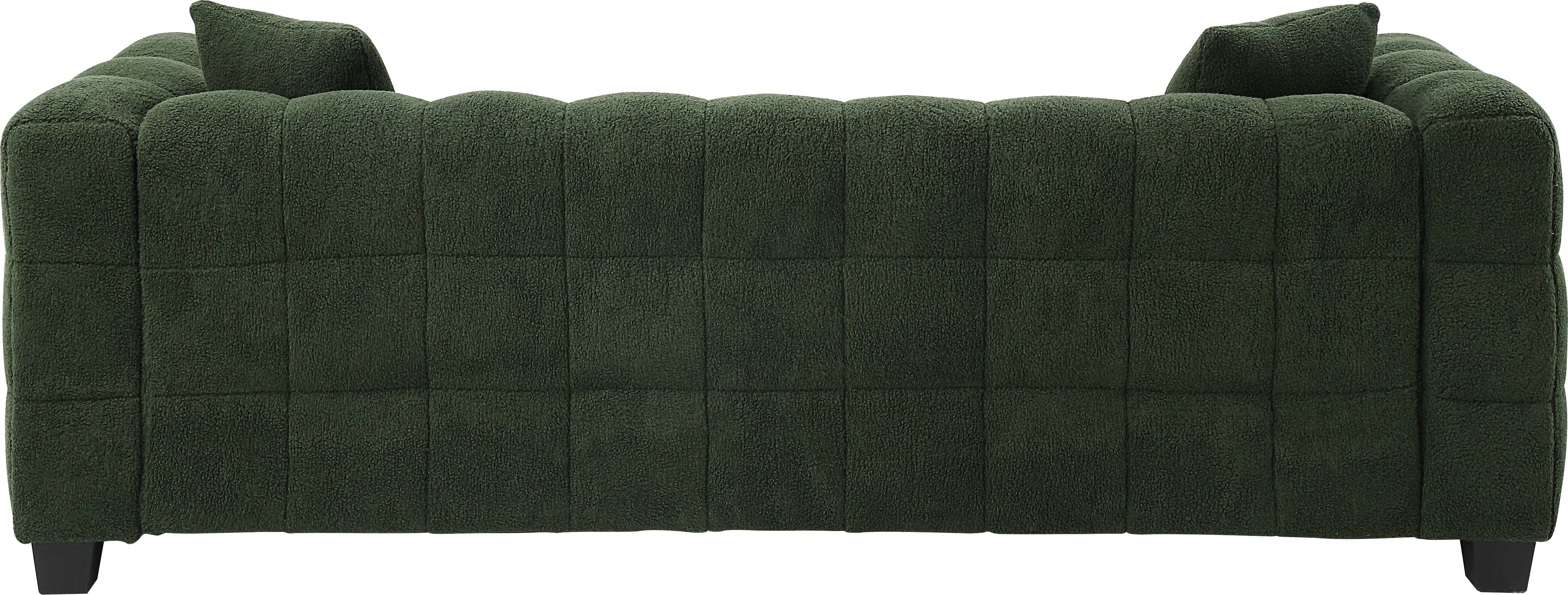 2 collection Stella, dunkelgrün mit inkl. home und Stoff ATLANTIC Teddy 3-Sitzer modernem Zierkissen