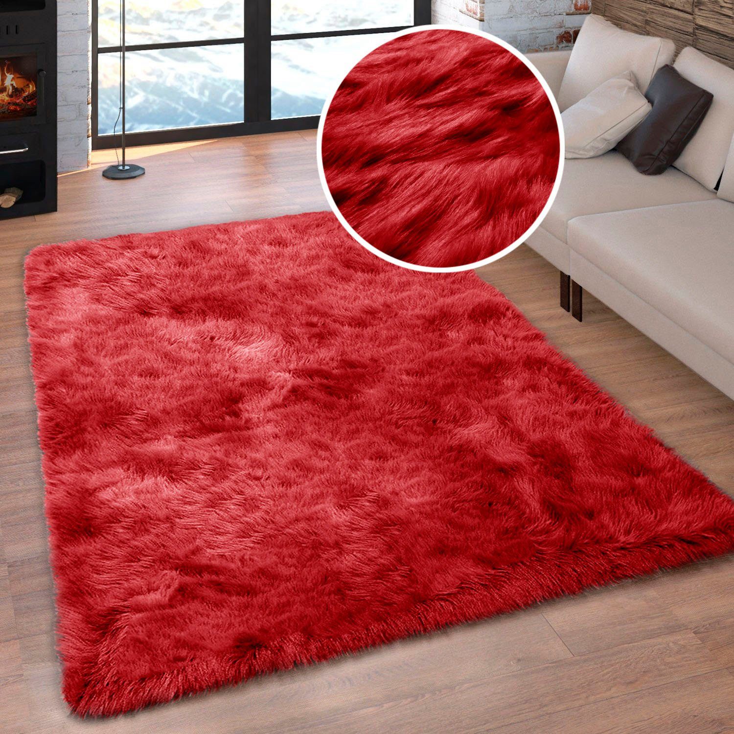 my home Hochflor-Teppich Valeria, Fellteppich, kuschelig, flauschig, rechteckig, Höhe: 60 mm, Kunstfell, weiche Teppiche, Wohnzimmer, Schlafzimmer, Esszimmer