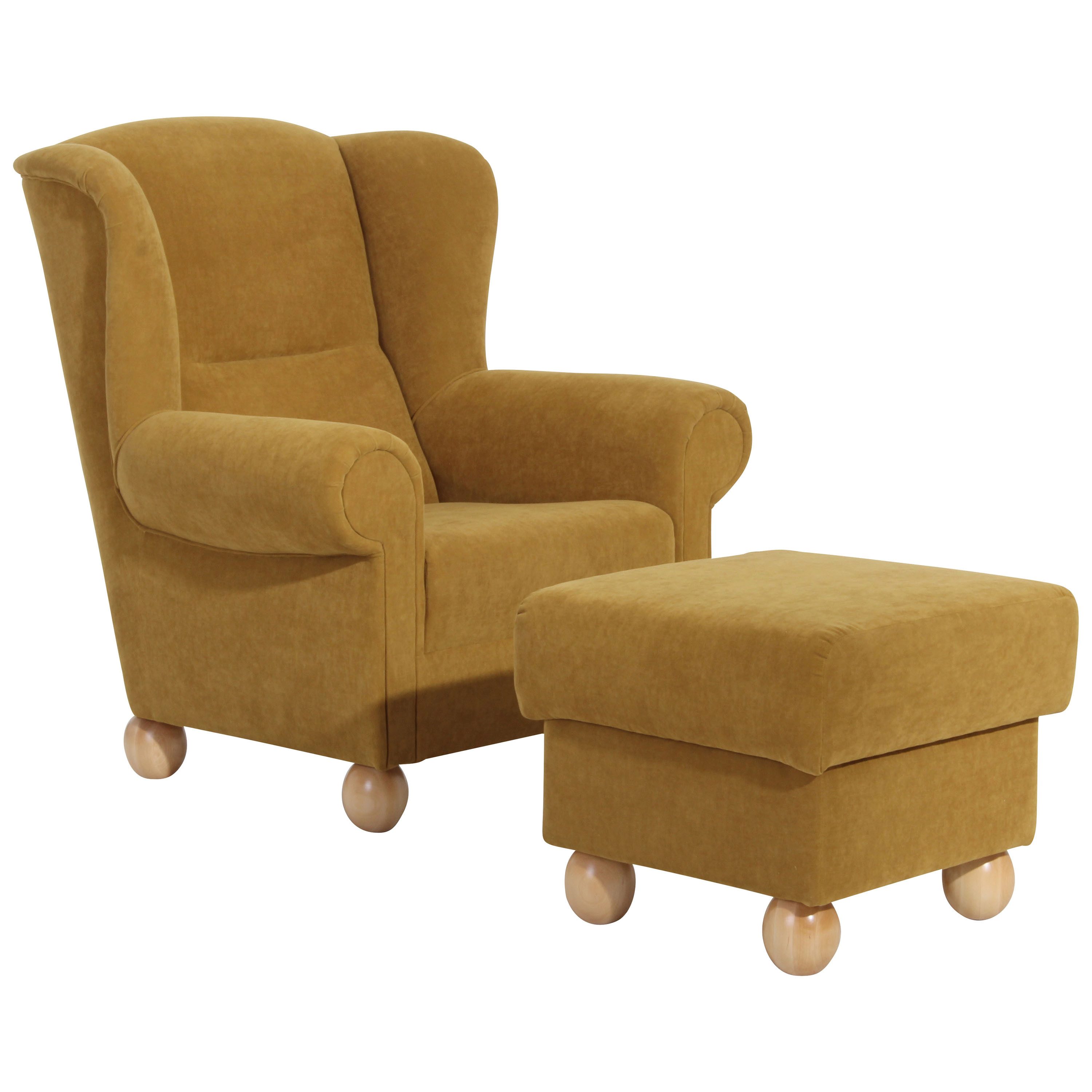 Max Winzer® Ohrensessel Monarch (mit Hocker), Flachgewebe