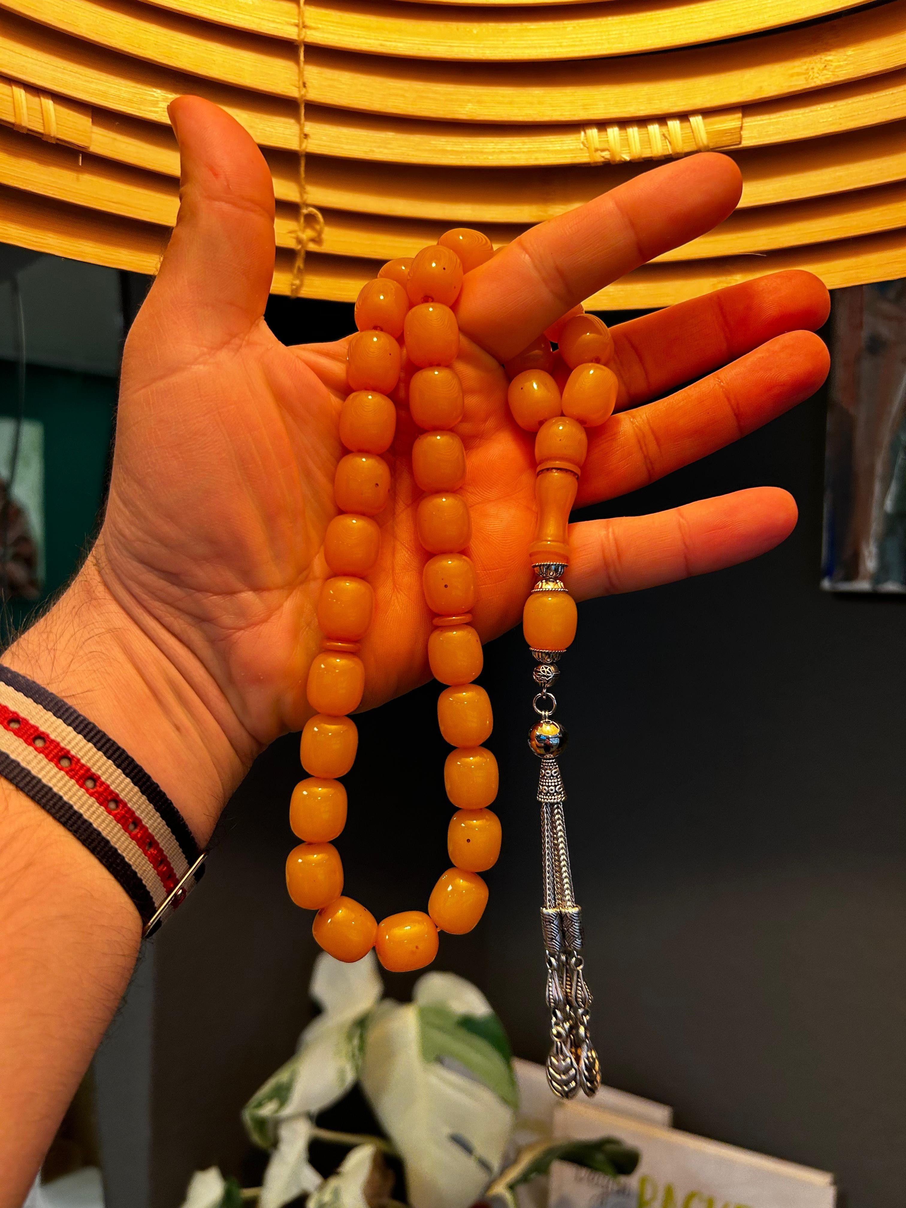 Amber Prayerbeads Gebetskette islam faturan (33-tlg) Misbaha Bakalite Kettenanhänger 33 TesbihBid Tesbih