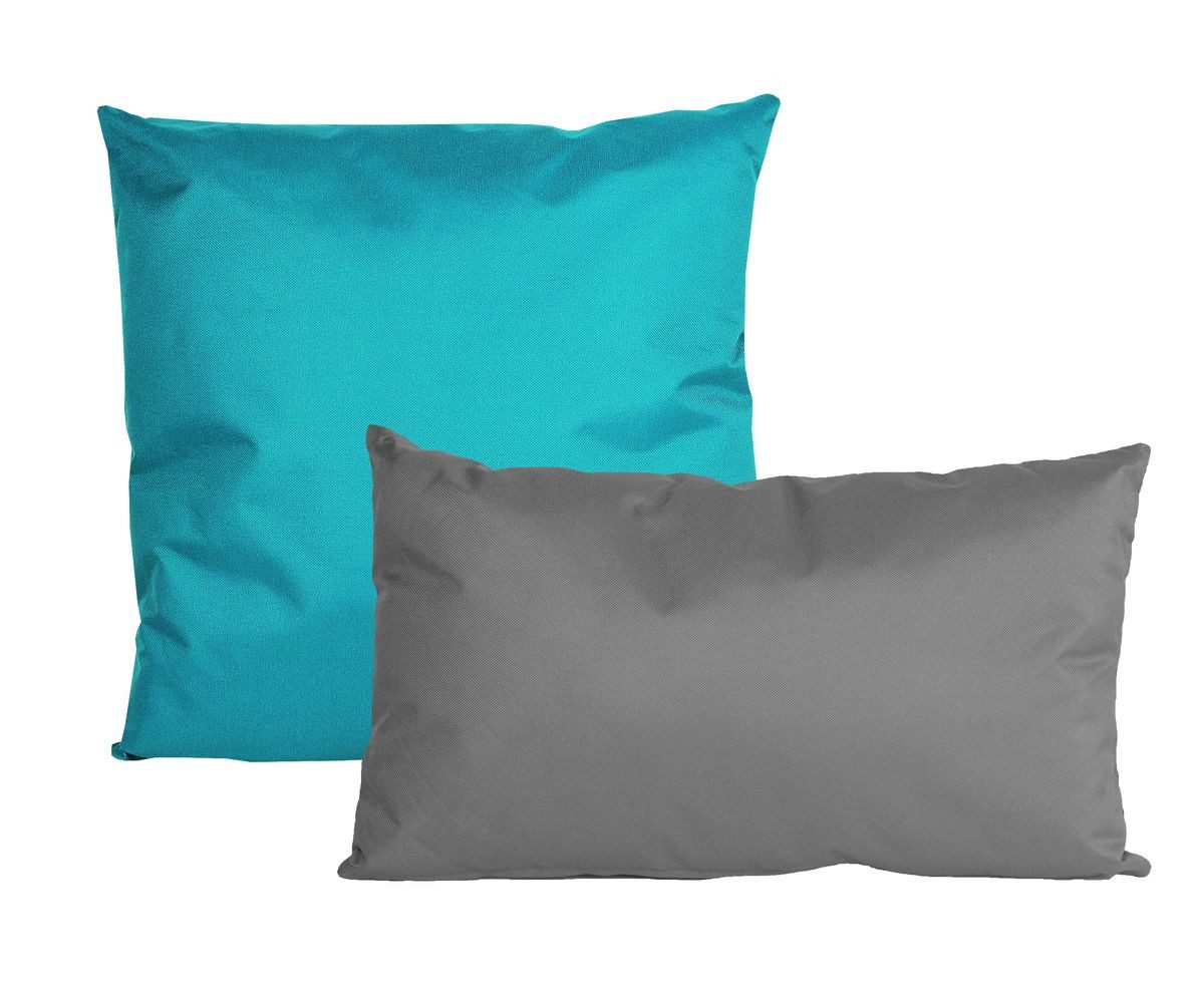 JACK Sitzkissen JACK 2er Set 2-farbiges Wende Outdoor Lounge Kissen 45x45cm + 30x50cm, inkl. Füllung, Robust, Strapazierfähig, Wasserfest, Innen & Außen