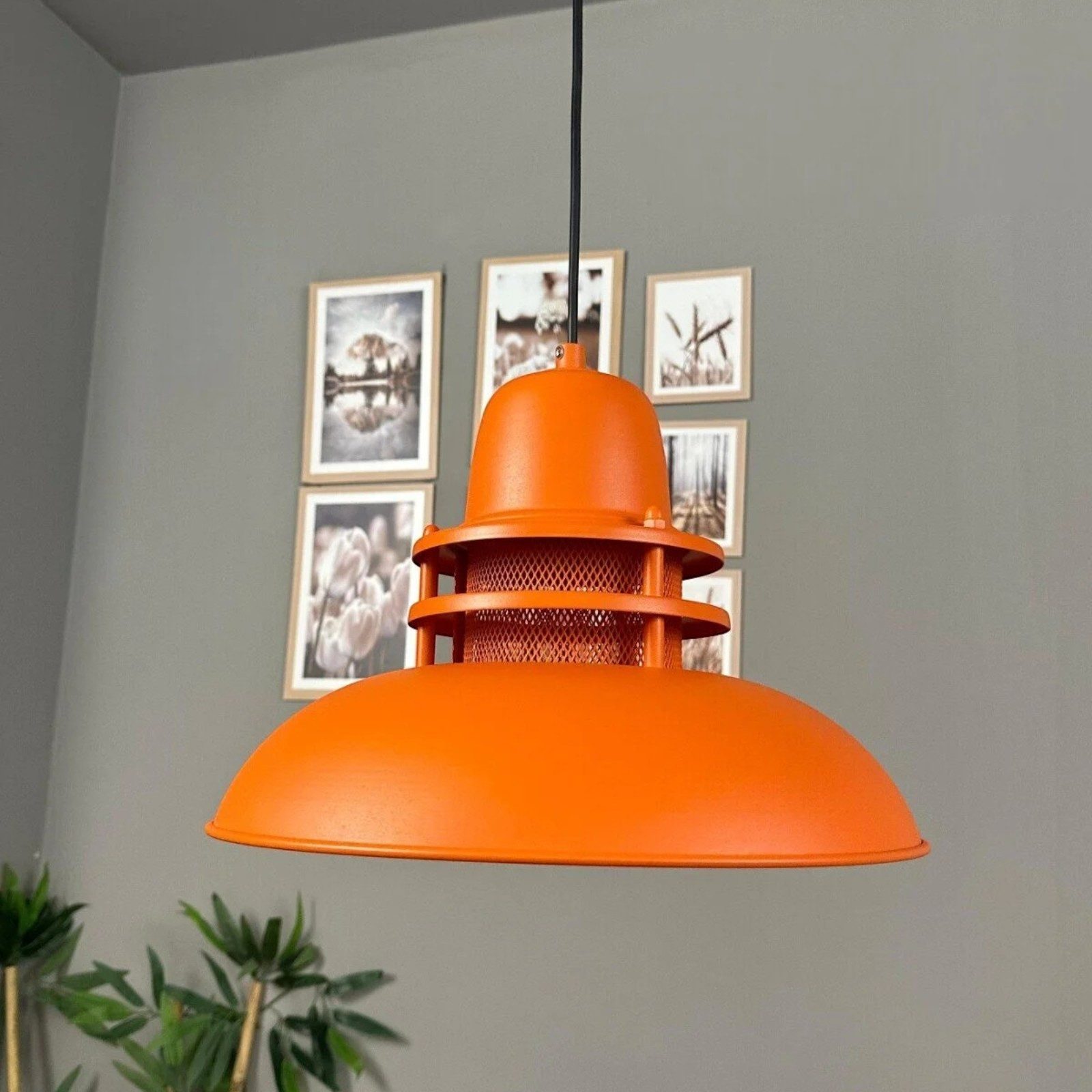 Bamyum Pendelleuchte Bamyum Hängelampe Metall Ø34 cm E27 Retro Lampe, ohne Leuchtmittel – Bild 4 von 5
