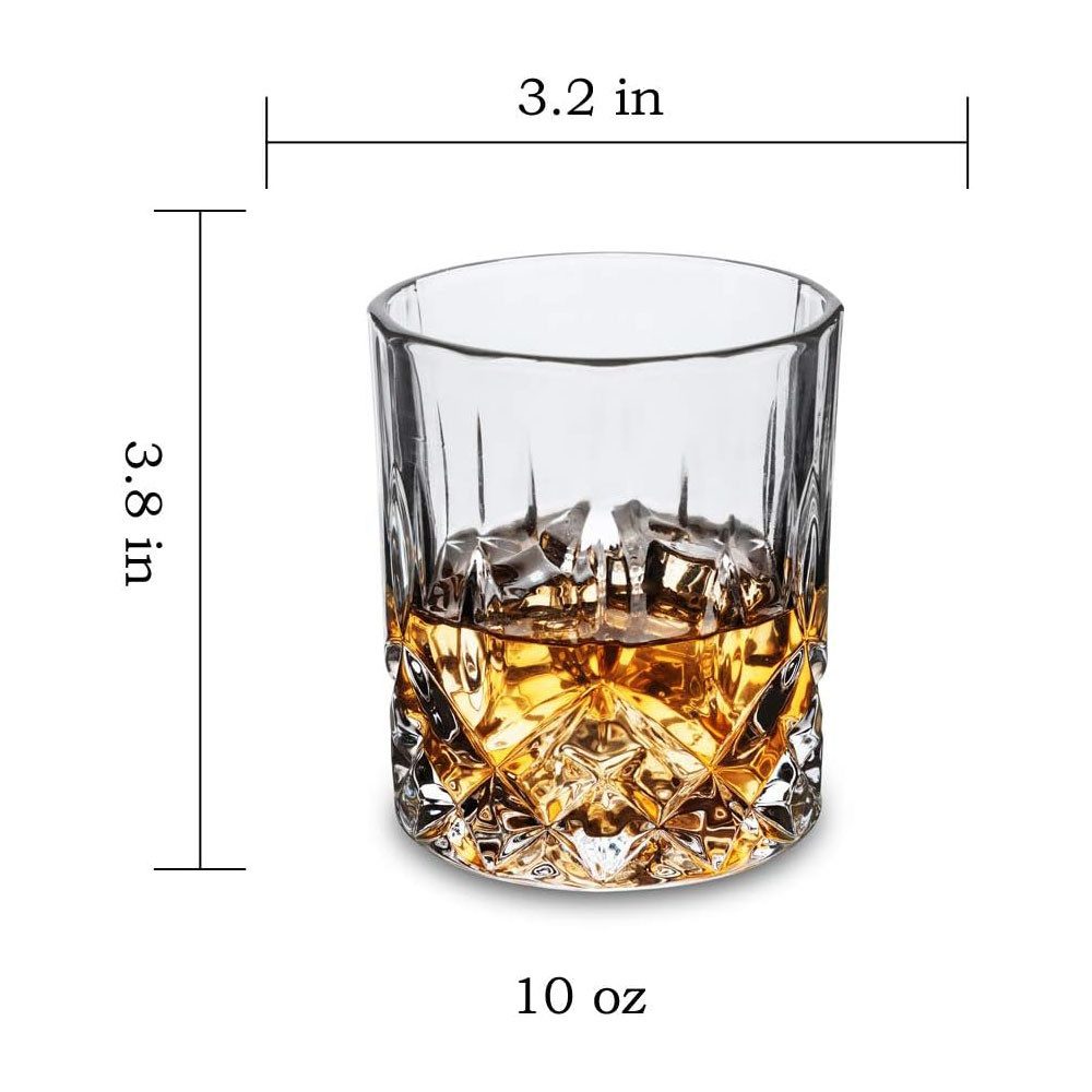 FELIXLEO Tumbler-Glas Whiskygläser 10 oz schwerer Boden altmodisches Rum-Wodka-Geschenkset