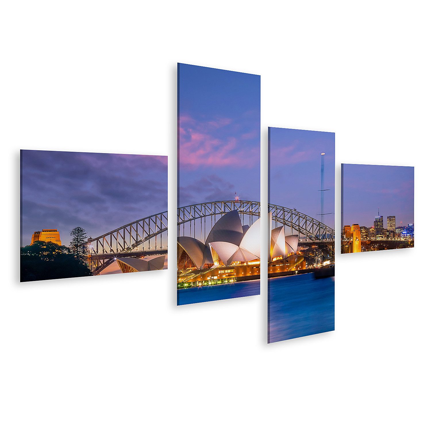 islandburner Leinwandbild Downtown Sydney Skyline in Australien Sonnenuntergang Bilder