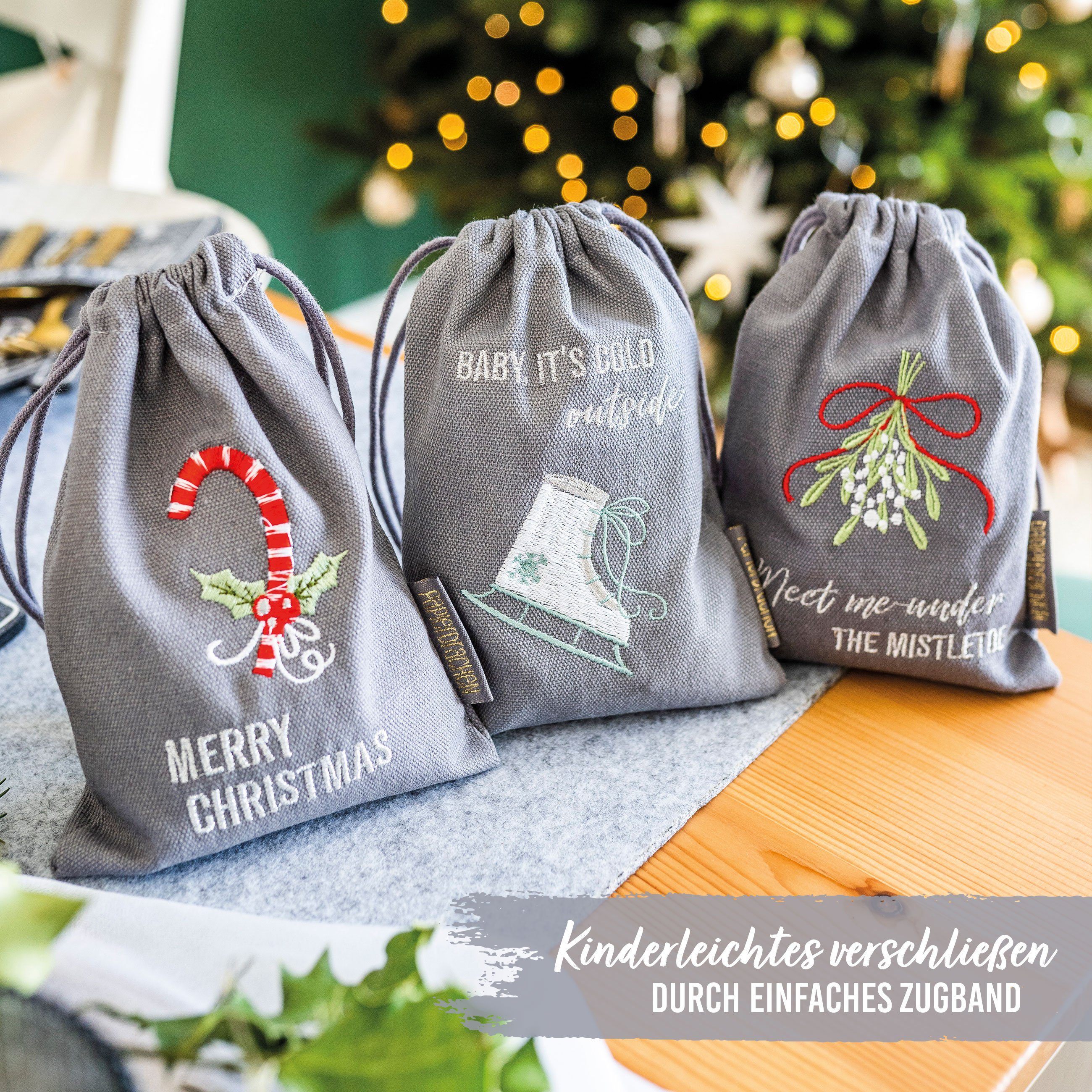 PAPIERDRACHEN Geschenkpapier 6 Geschenksäckchen zu Weihnachten - Geschenke nachhaltig einpacken
