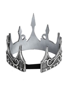 Maskworld Kostüm Fantasy Königskrone silber, Krone aus biegsamem Schaumstoff mit elastischem Gummibund