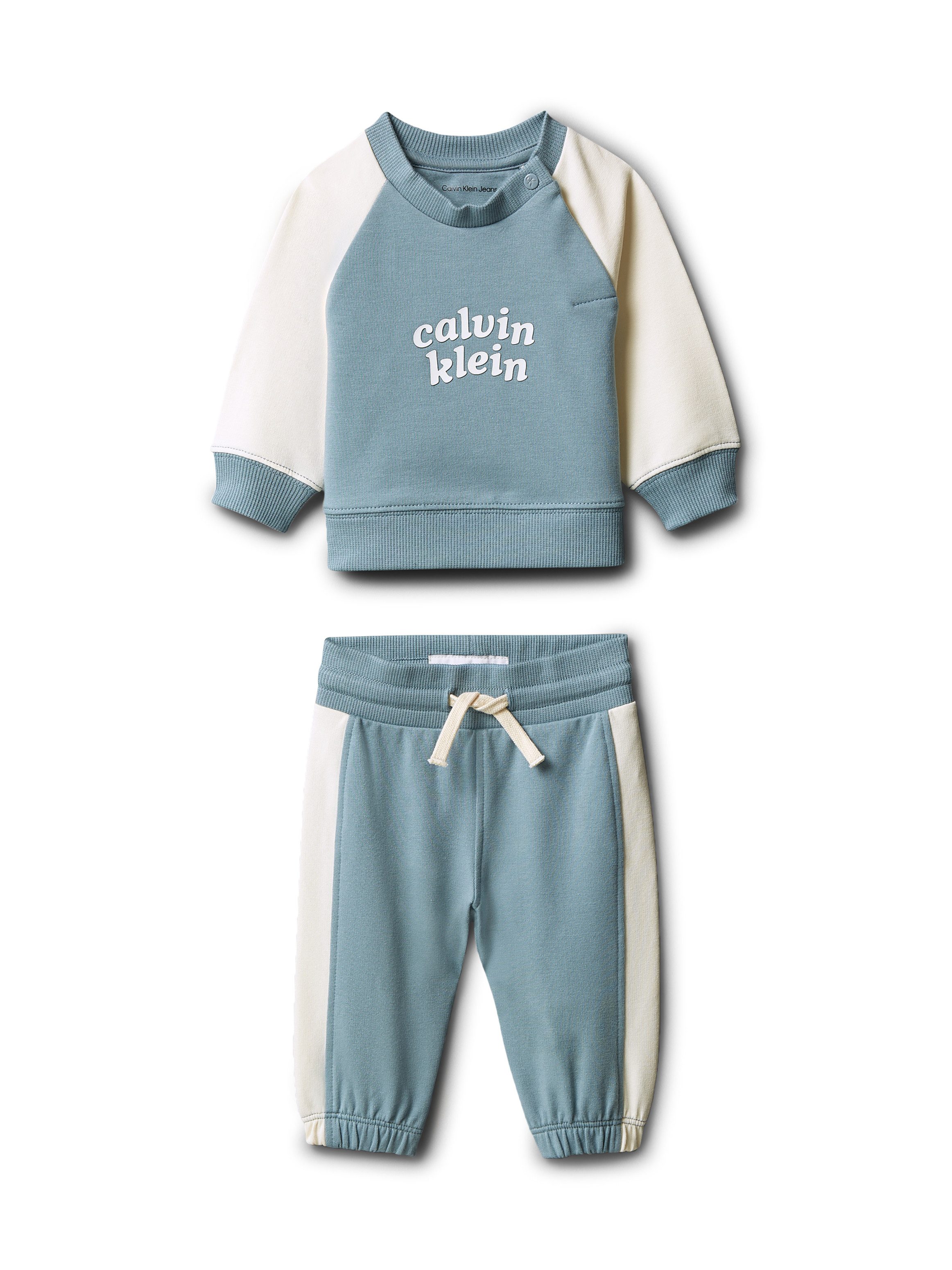 Calvin Klein Jeans Langarmshirt & Hose COLOR BLOCK RAGLAN JOG SET (Set) Regular fit mit Druckknopfverschluss