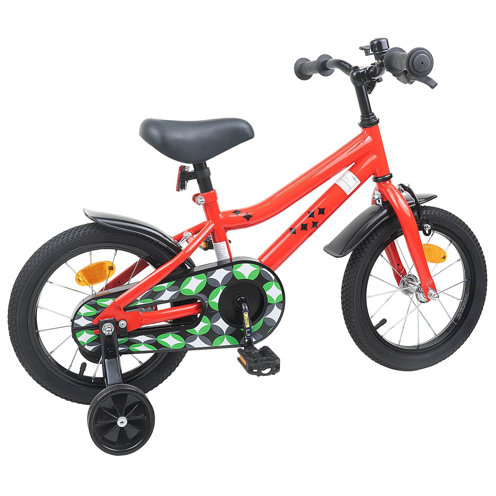 vidaXL Kinderfahrrad 112,5 x 51 x 75 cm Kinderfahrrad 16 Zoll für 4-6 Jahre alt Rot Stützrä