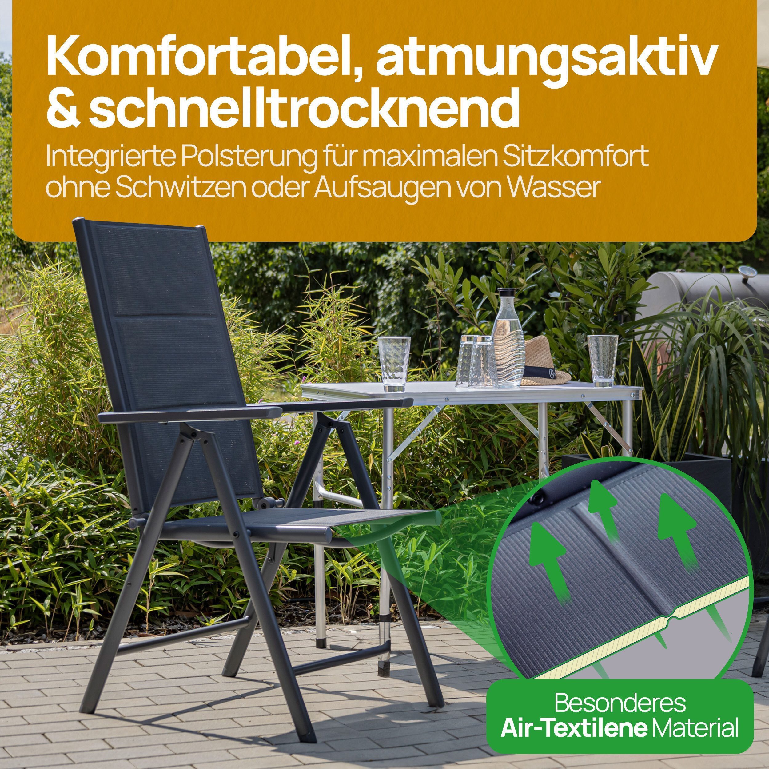 ONDIS24 Gartenstuhl Hochlehner Aluminium Klappsessel Vinoro Deluxe Gartensessel (2 St), UV-beständig – Bild 3 von 5