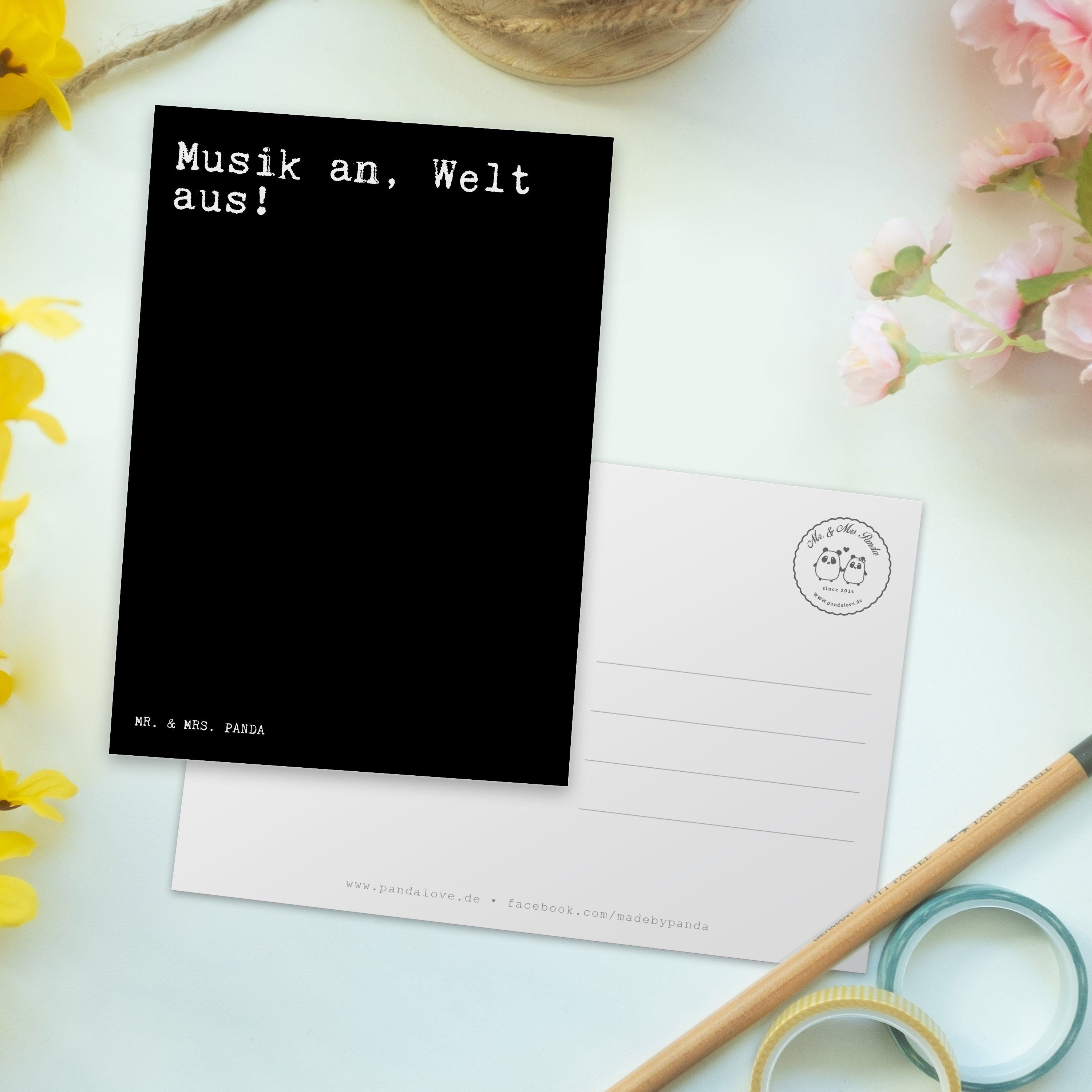 Mr. & Mrs. Welt Musik - Postkarte Panda Geschenkkarte, Dan - an, Schwarz Spaß, Geschenk, aus