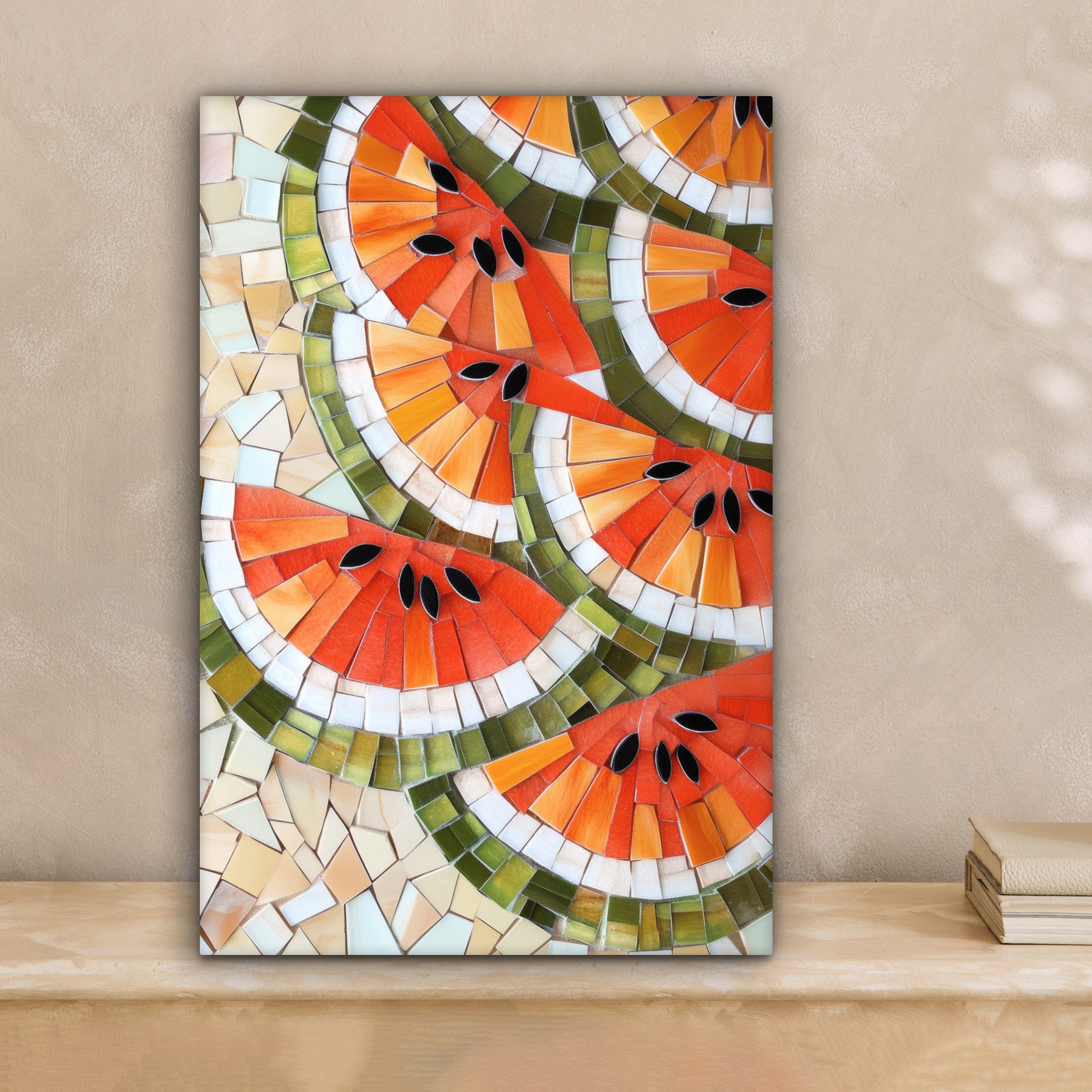 OneMillionCanvasses® Leinwandbild Mosaik - Wassermelone - günstig online kaufen