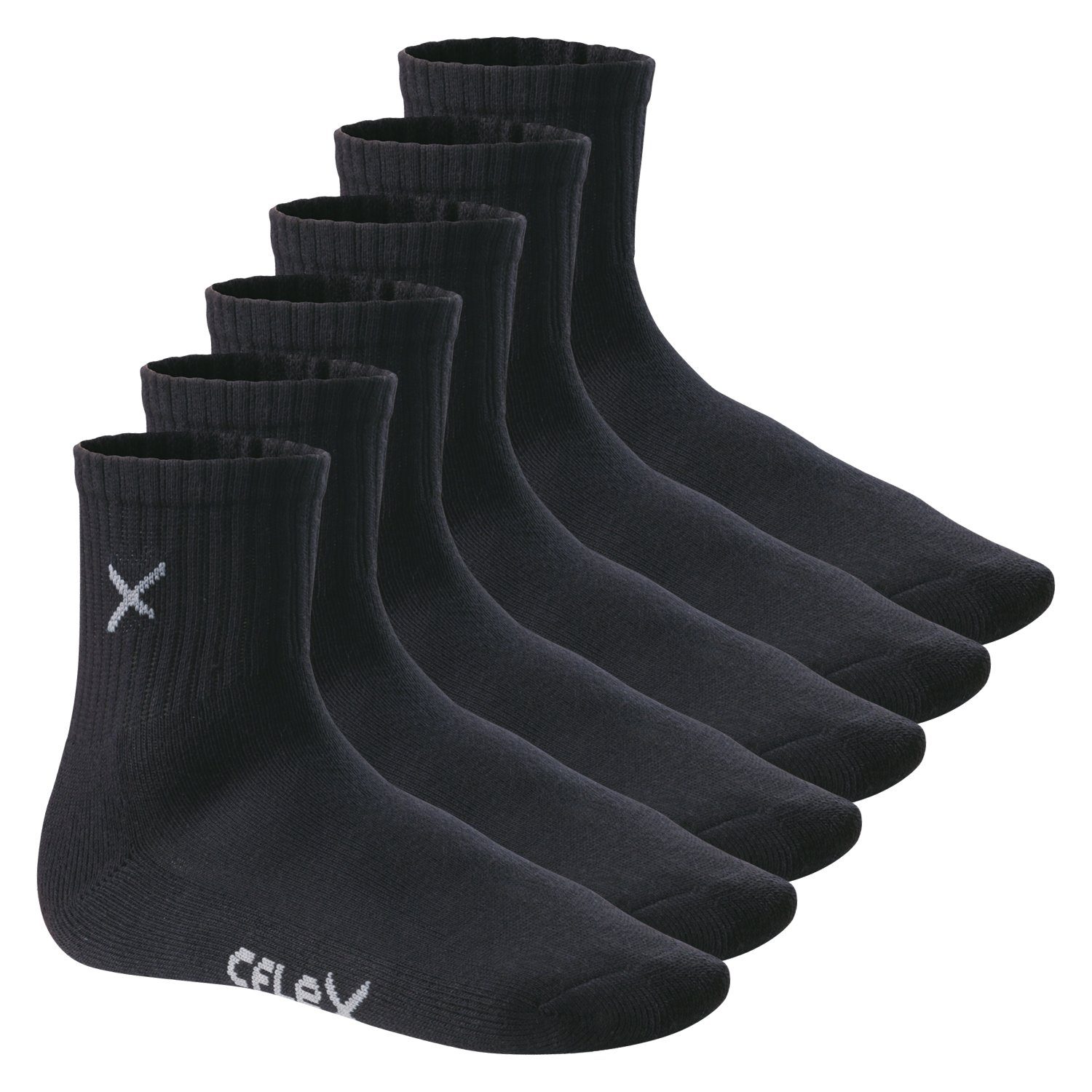 CFLEX Sportsocken Lifestyle Damen & Herren Short Crew Socks (6 Paar) Black