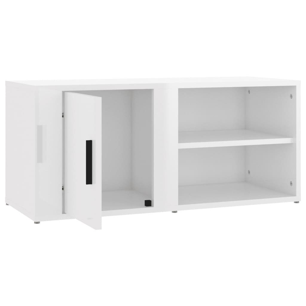 TV-Lowboard Holzwerkstoff cm vidaXL TV-Schrank 80x31,5x36 Hochglanz-Weiß Fern TV-Schrank