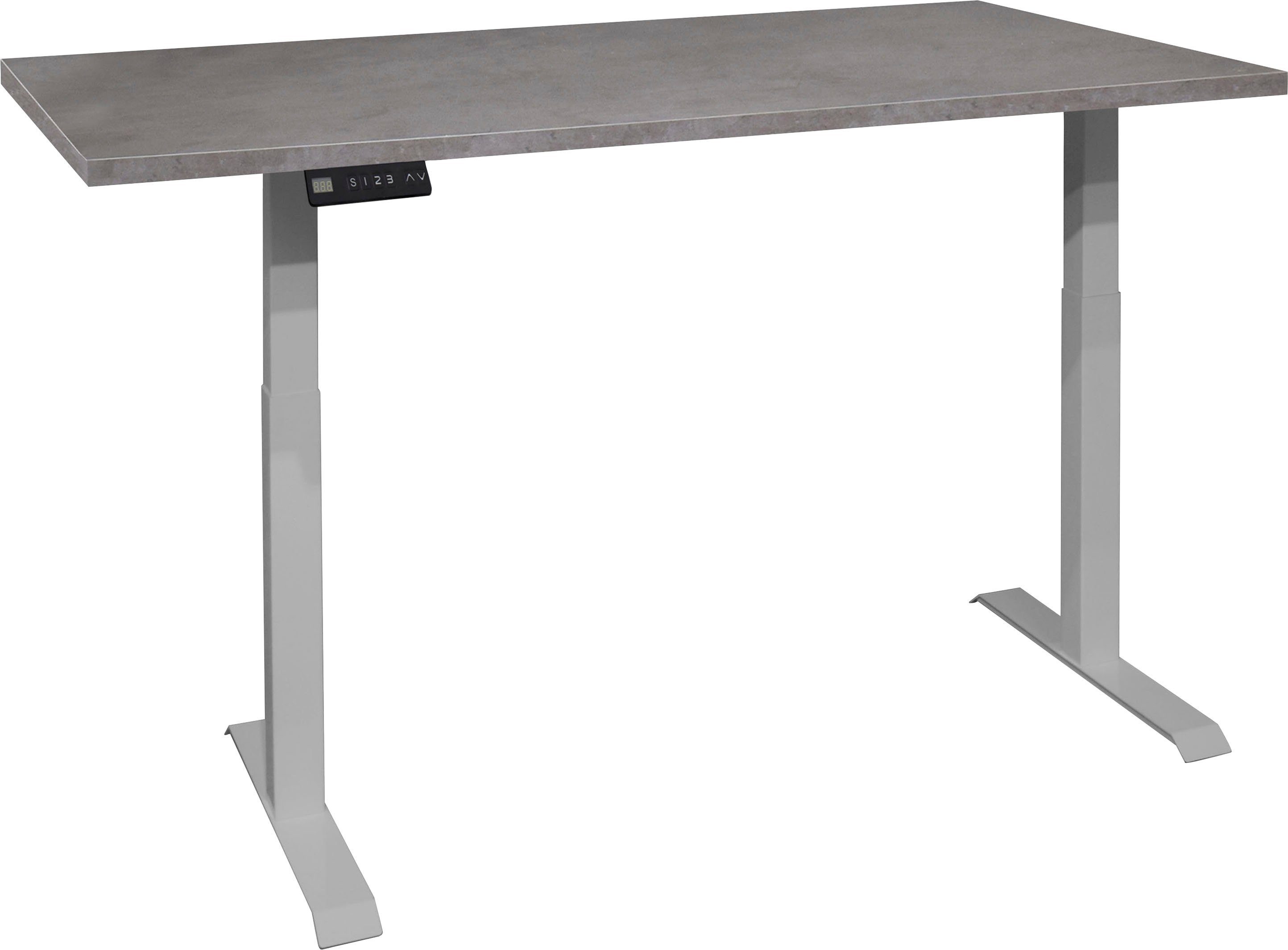 Mäusbacher Schreibtisch Big System Office, Breite 140 cm, elektrisch höhenverstellbar silber / graphit | graphit