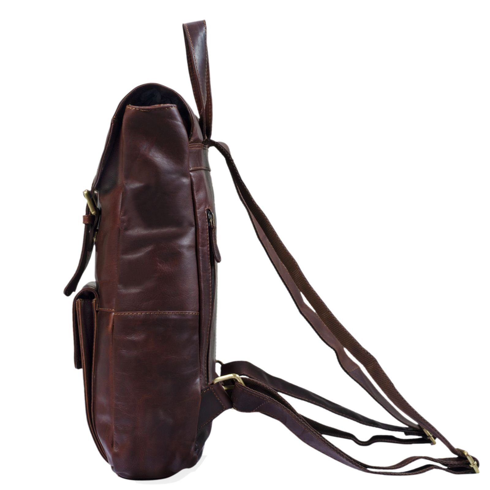 STILORD Notebook-Rucksack "Manila" Vintage Leder Rucksack Damen Herren mit Laptopfach 15 16"