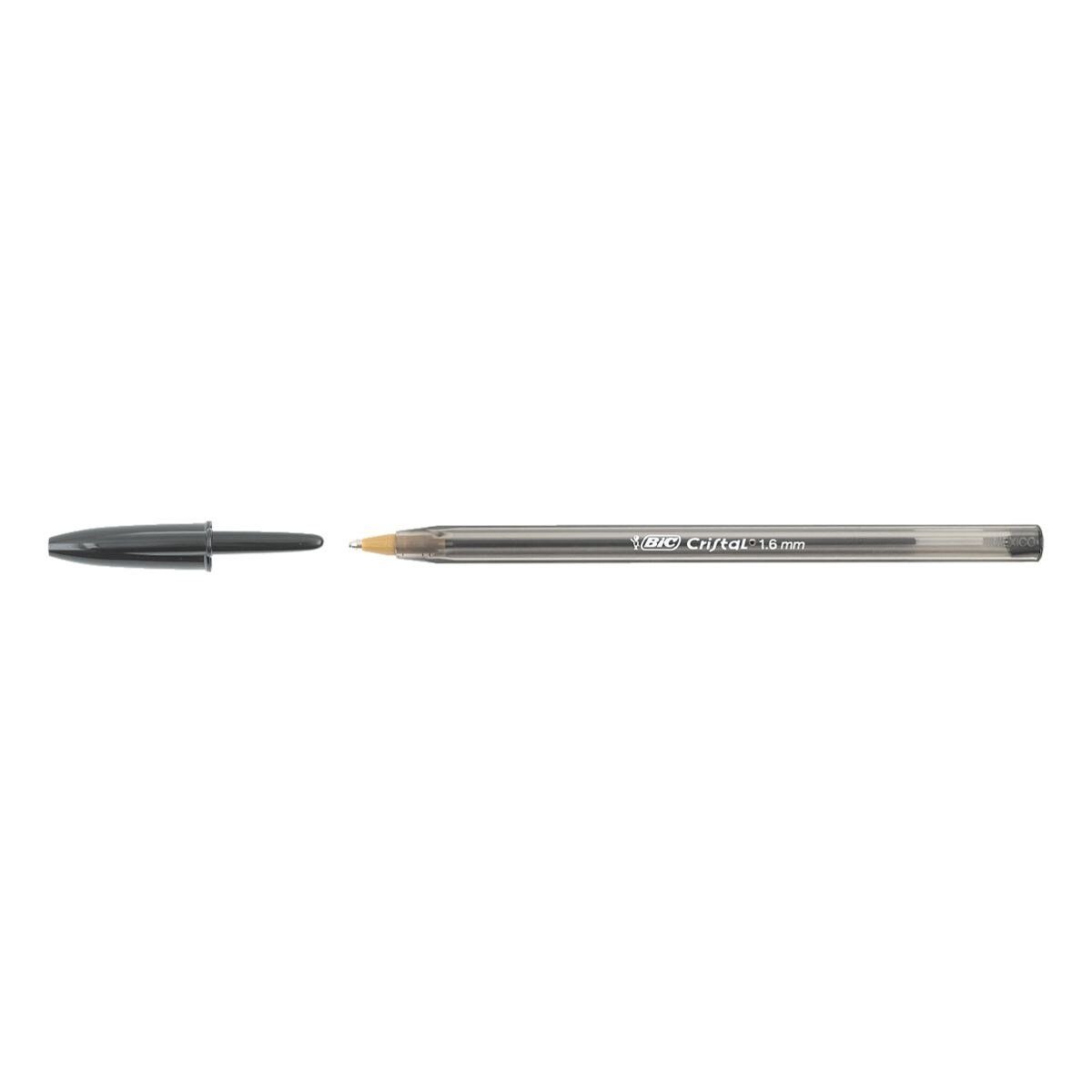 BIC Kugelschreiber (50-tlg), mm Cristal schwarz 0,6 Strichstärke mit Large, Kappe