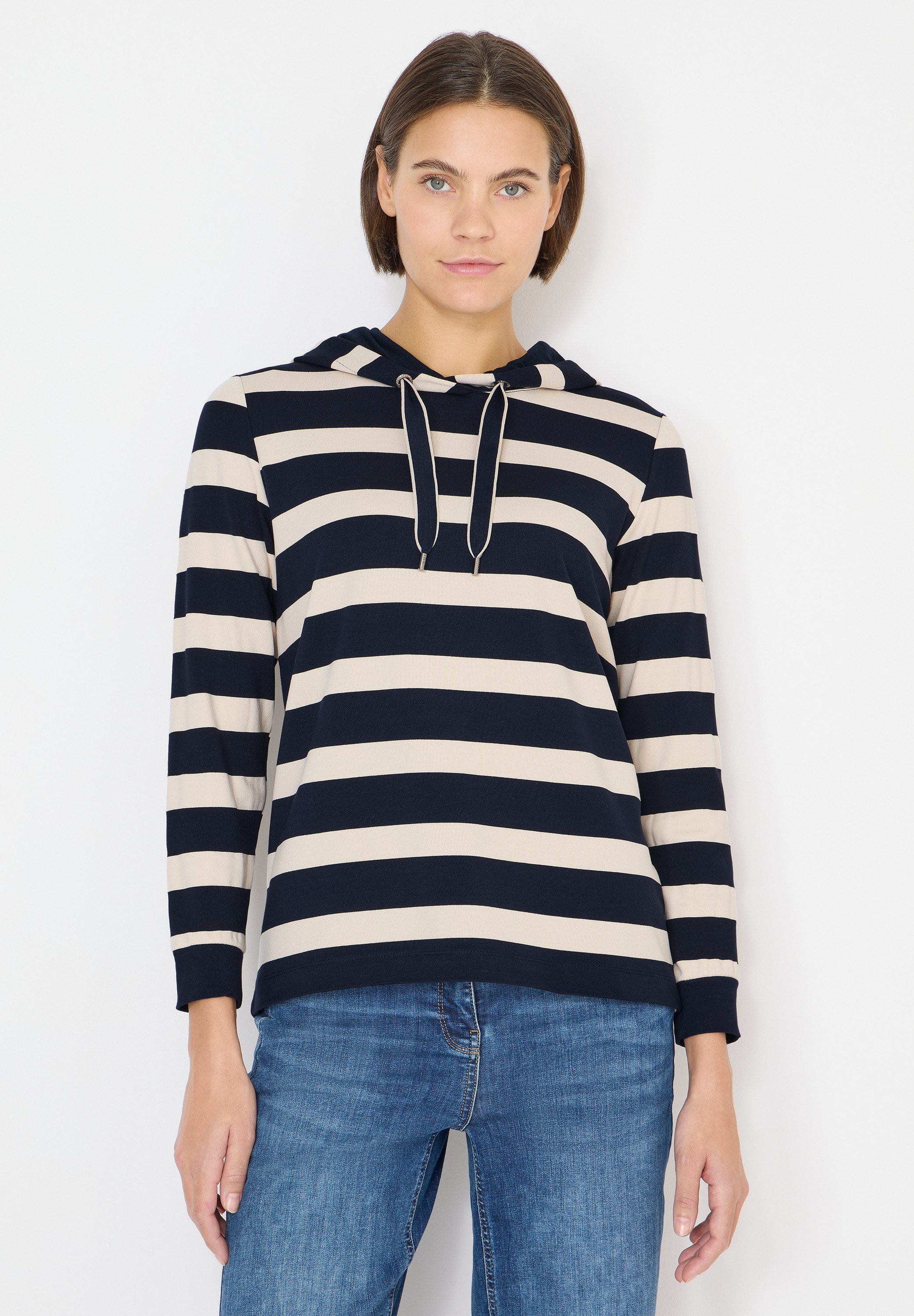 CECIL Langarmshirt mit Kapuze mit Tunnelzugband