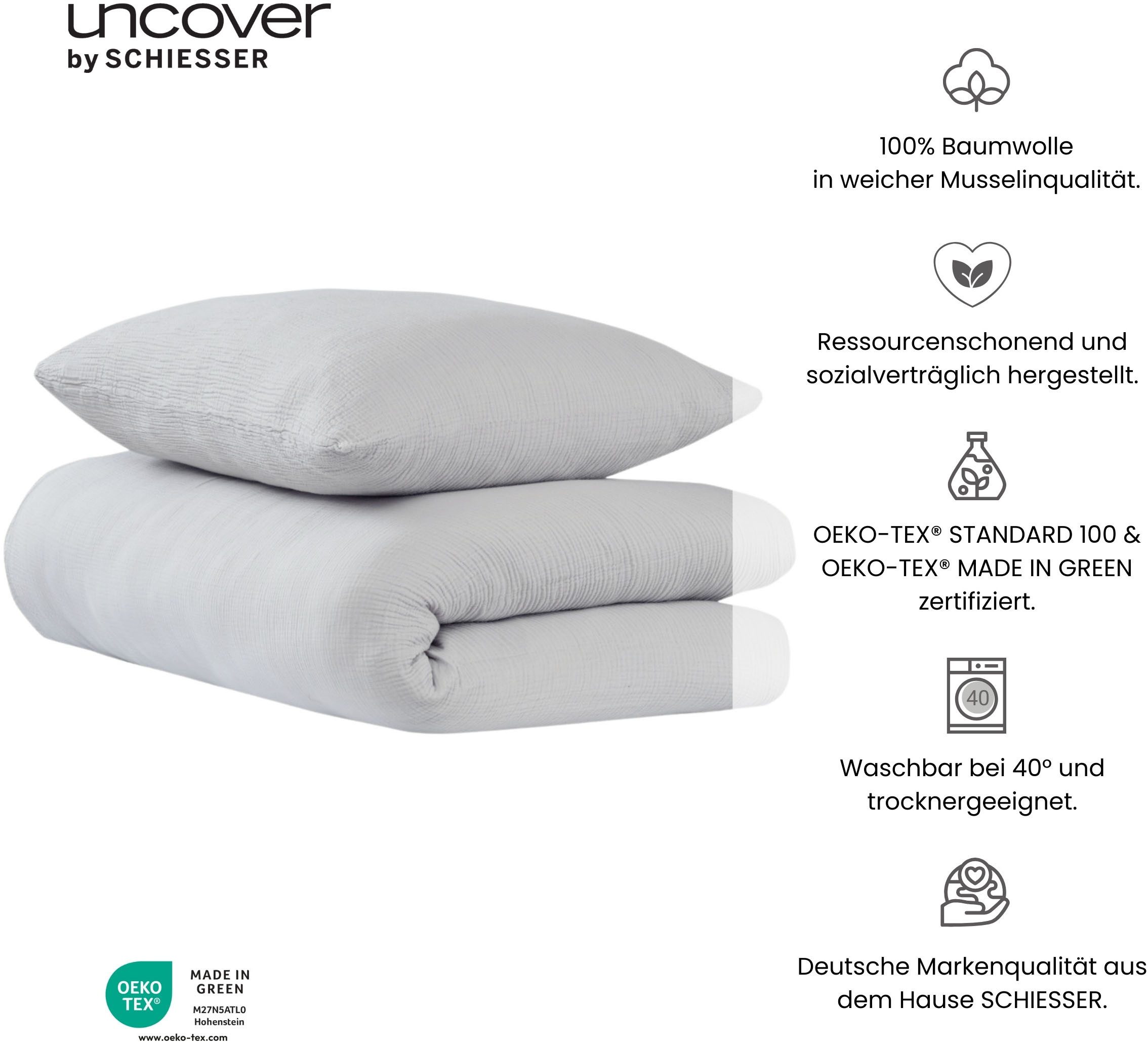 uncover by SCHIESSER Bettwäsche Lennox, Musselin, 2 teilig günstig online kaufen