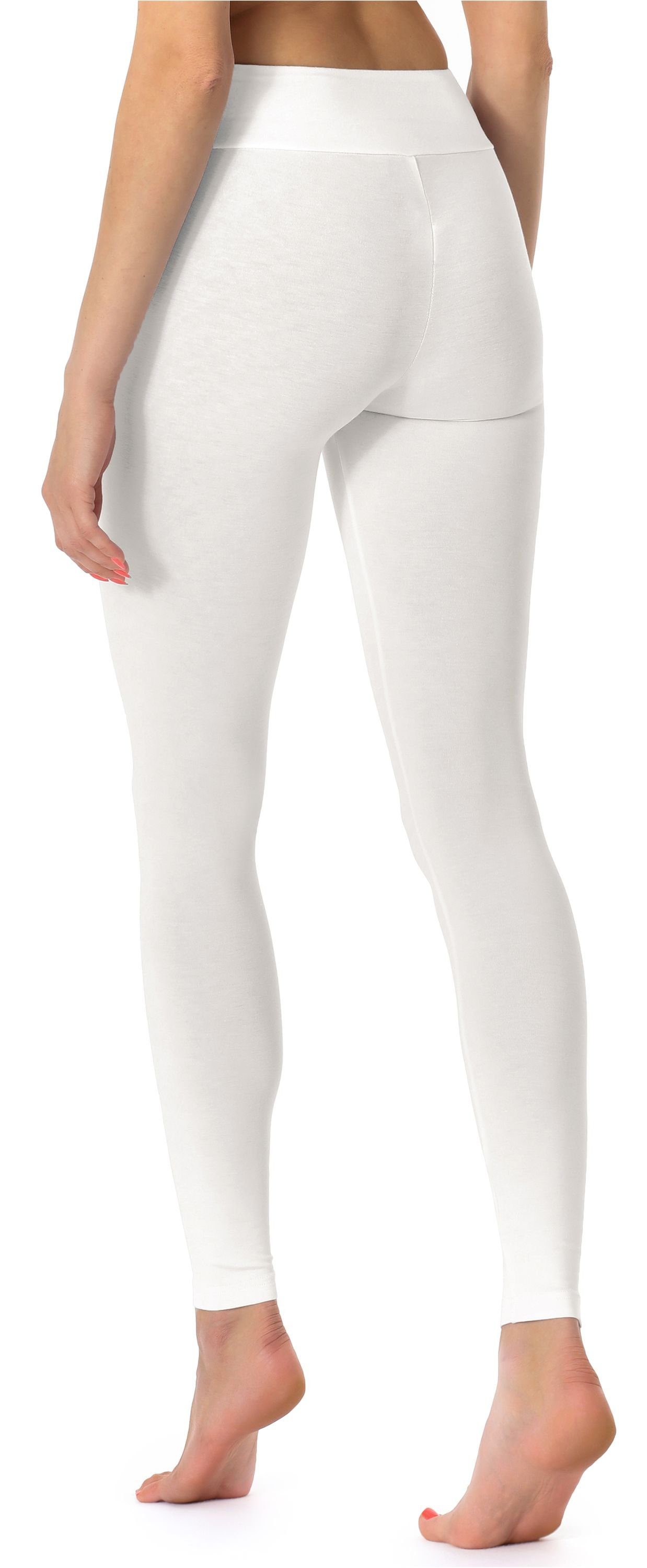 Leggings Leggings Lange Merry aus MS10-221 (1-tlg) elastischer Bund Style Weiß Viskose Damen Fitnesshose
