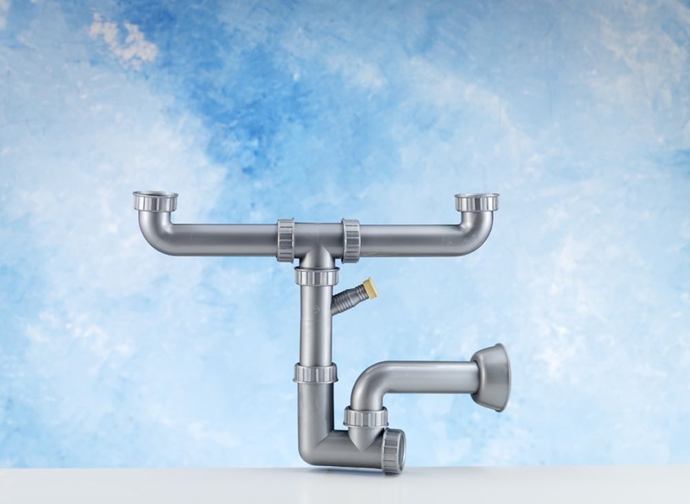 Pyramis Anschluss-Set Verbindungsrohrwerk für Spülen mit zwei Becken, inkl. Siphon und 1GA