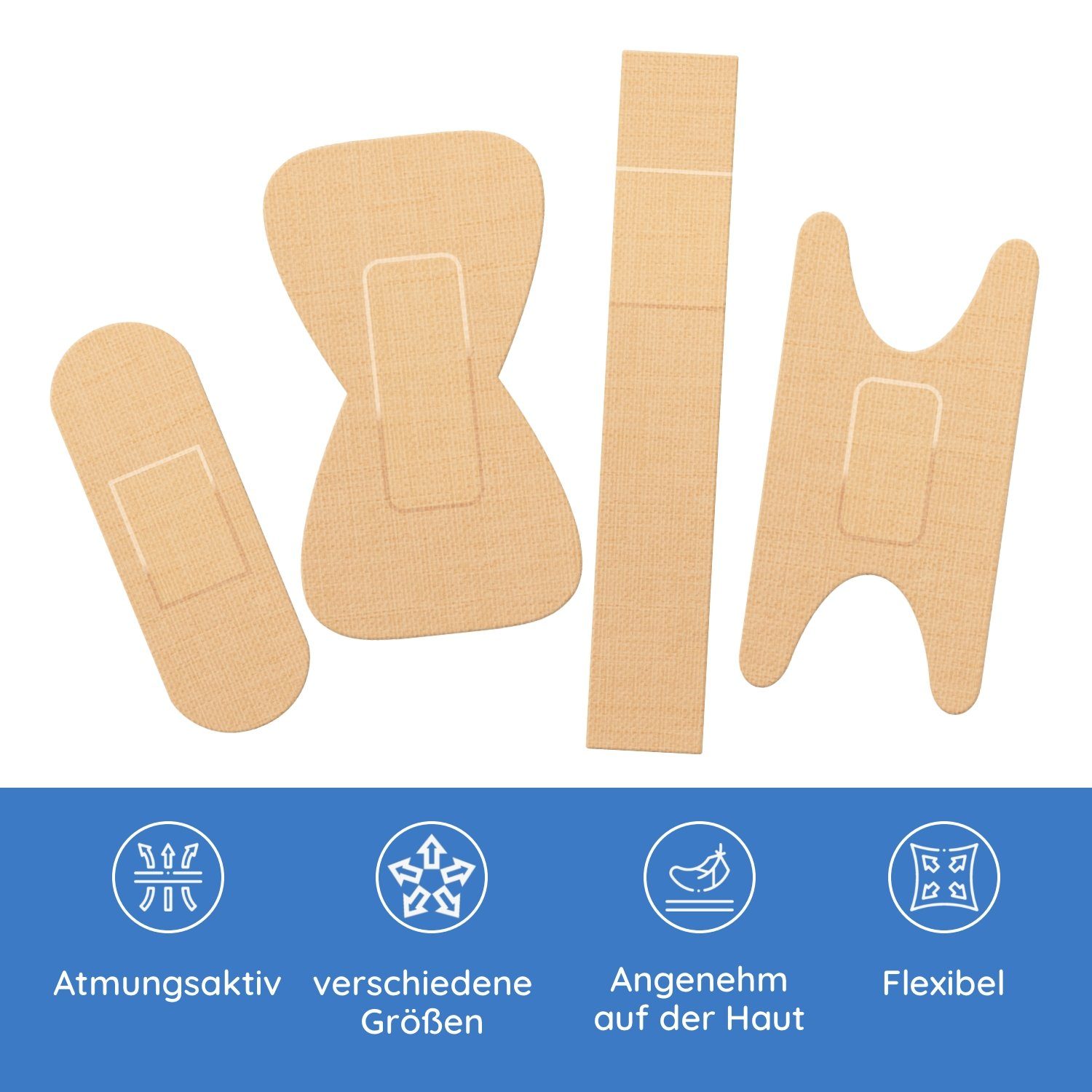 FLEXEO Wundpflaster Pflaster Mix (50 St), Pflasterstrips textil beige, 50 Stk