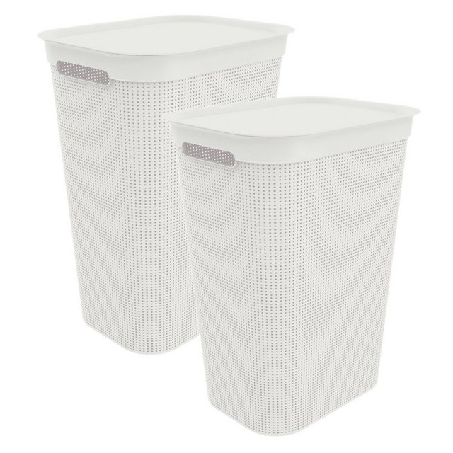 ROTHO Wäschekorb Brisen 2er-Set Wäschesammler 50l mit Deckel und 2 Griffen, Kunststoff (PP) BPA-frei