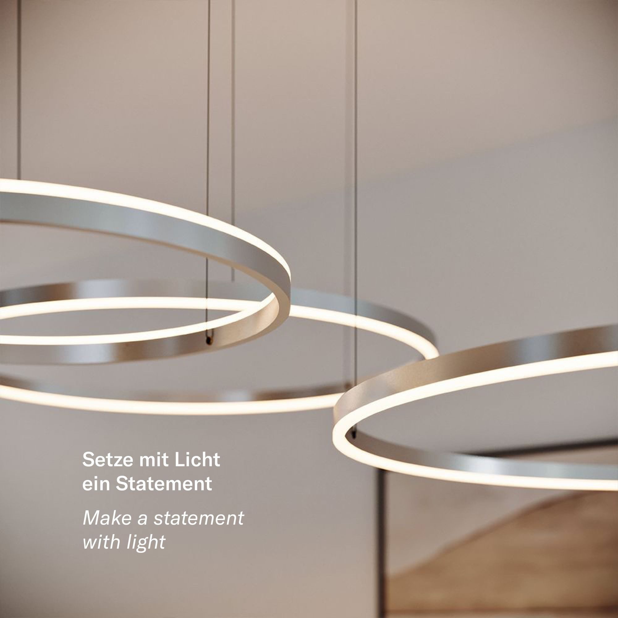 s.luce Pendelleuchte LED 3er-Ring Pendelleuchten Kombination Exzentrisch Aluminium, Warmweiß
