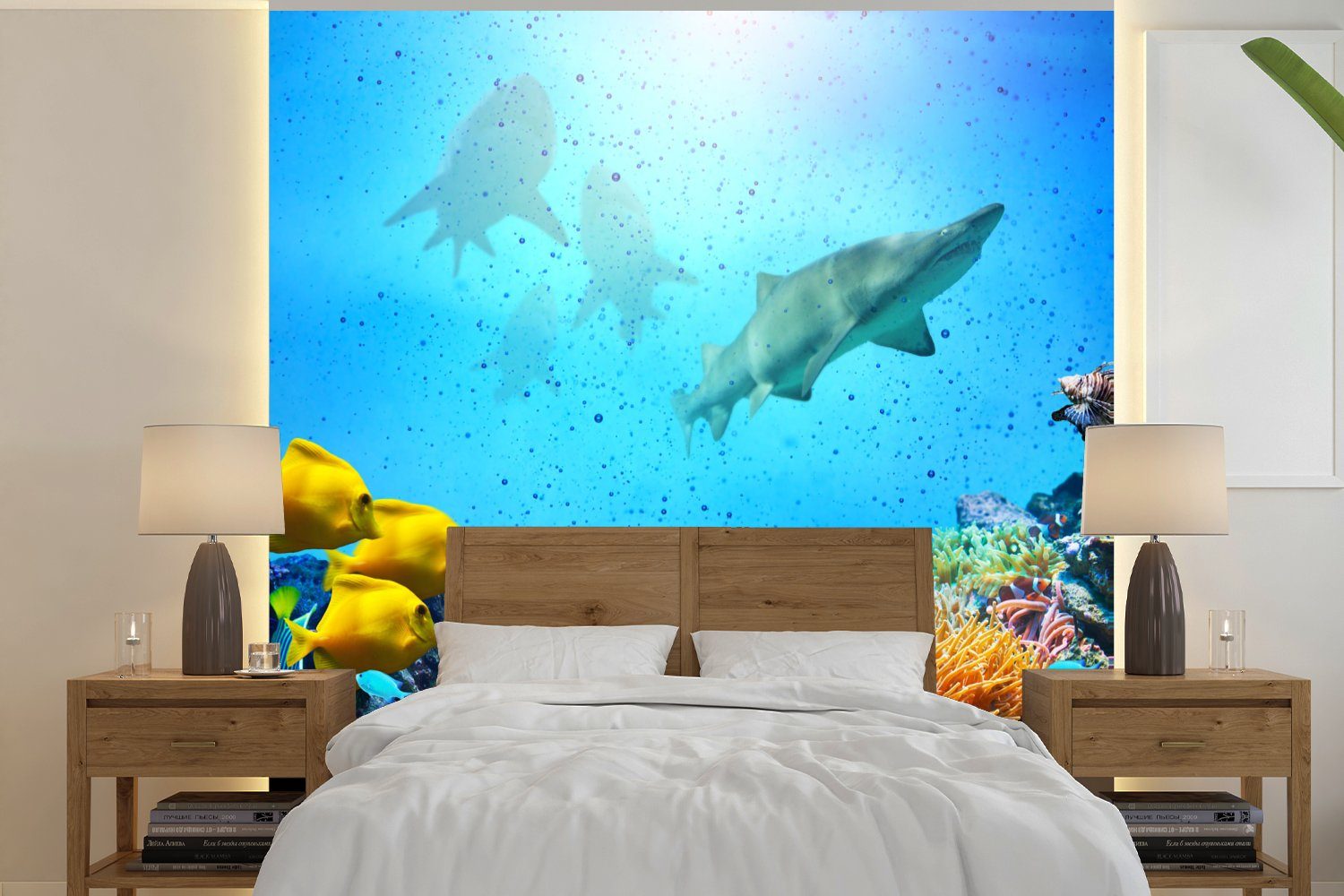 MuchoWow Fototapete Meer - Fische - Farben, Matt, bedruckt, (4 St), Vliestapete für Wohnzimmer Schlafzimmer Küche, Fototapete