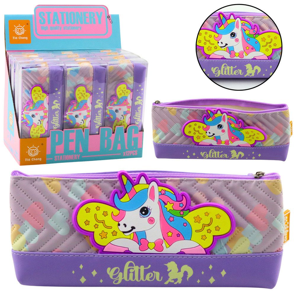 LEAN TOYS Federmäppchen Stiftetasche Schulmäppchen Einhornmotiv, (Spar-Set, 1-tlg., 20 x 8,5 cm lederähnlich), Einhorn-Motiv, lederähnlich, Reißverschluss
