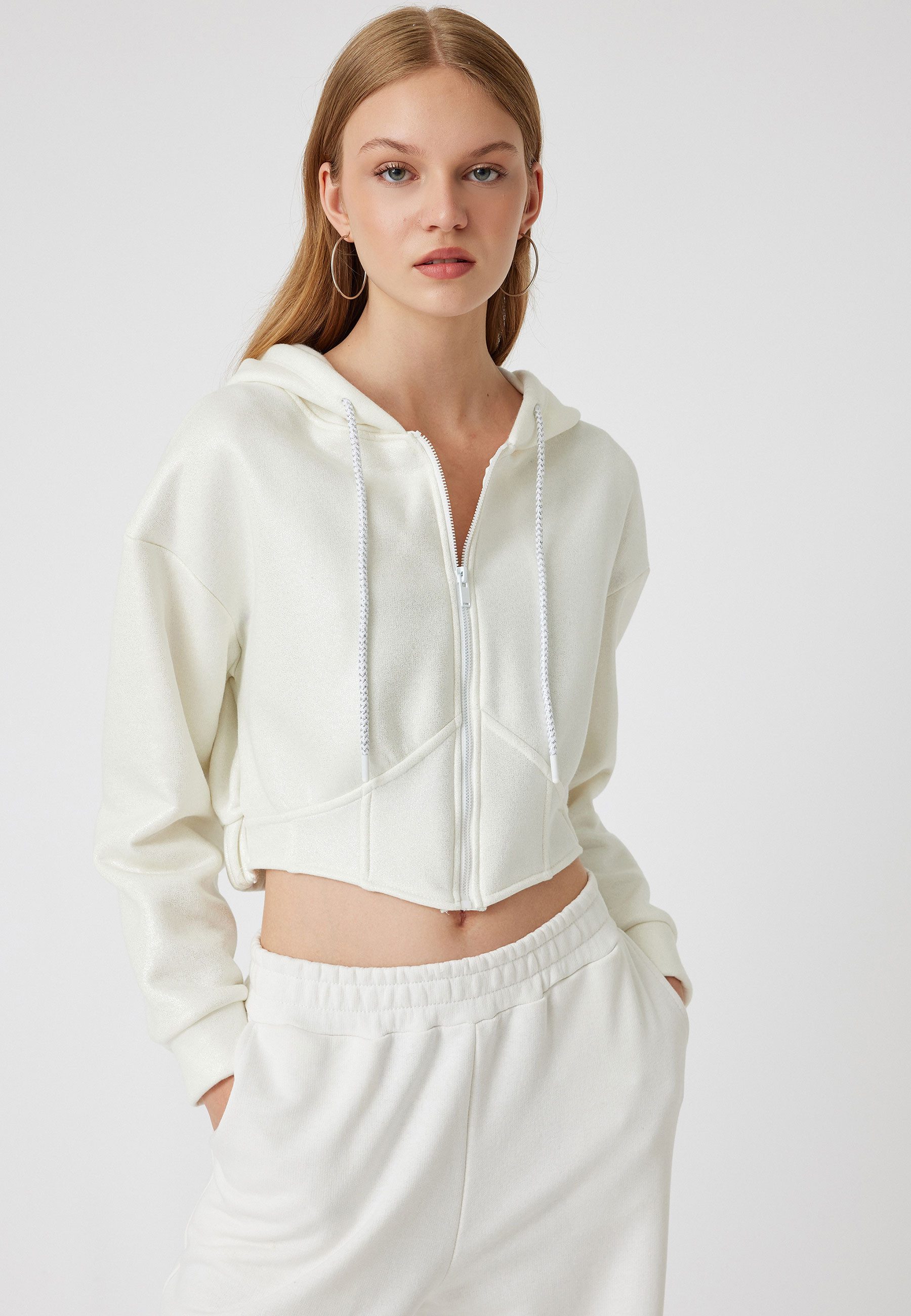 Koton Kapuzensweatshirt Mit Kapuze-Vollreißverschluss Glänzend