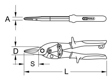 KS Tools Blechschere, Hebel-Blechdurchgangsschere, gerader Schnitt
