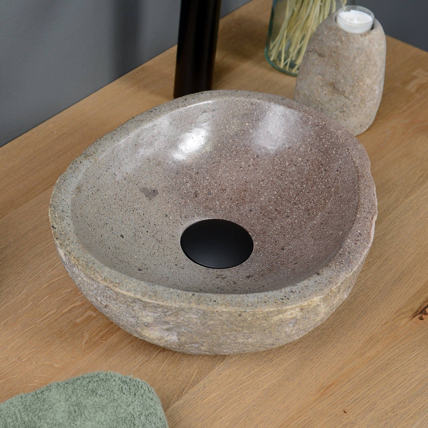 wohnfreuden Aufsatzwaschbecken Naturstein Waschbecken 30 cm (Kein Set), NEW-4165