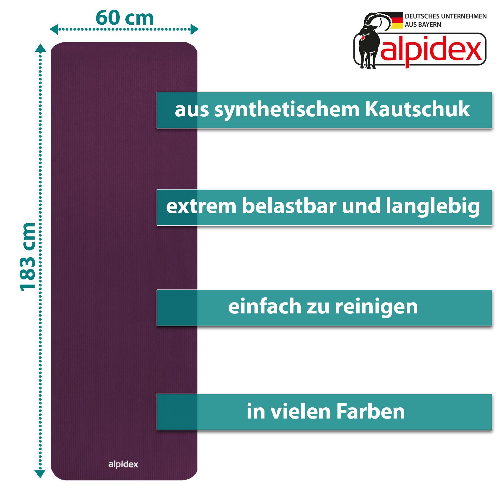 ALPIDEX Yogamatte ALPIDEX Yogamatte 183 x 60 x 0.8 cm – Bild 4 von 5