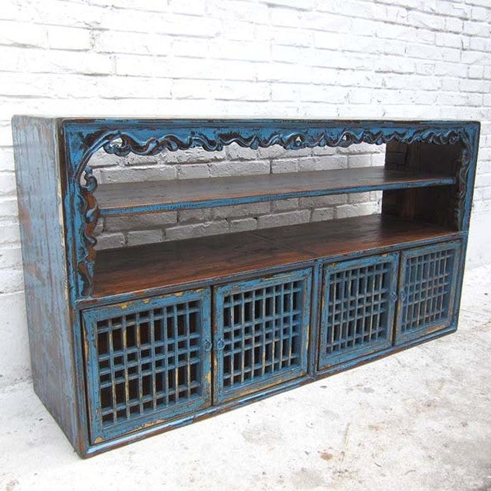 Luxury-Park-Direct Kommode China shabby chic breite Kommode Regal Anrichte Sideboard Pinie antikf