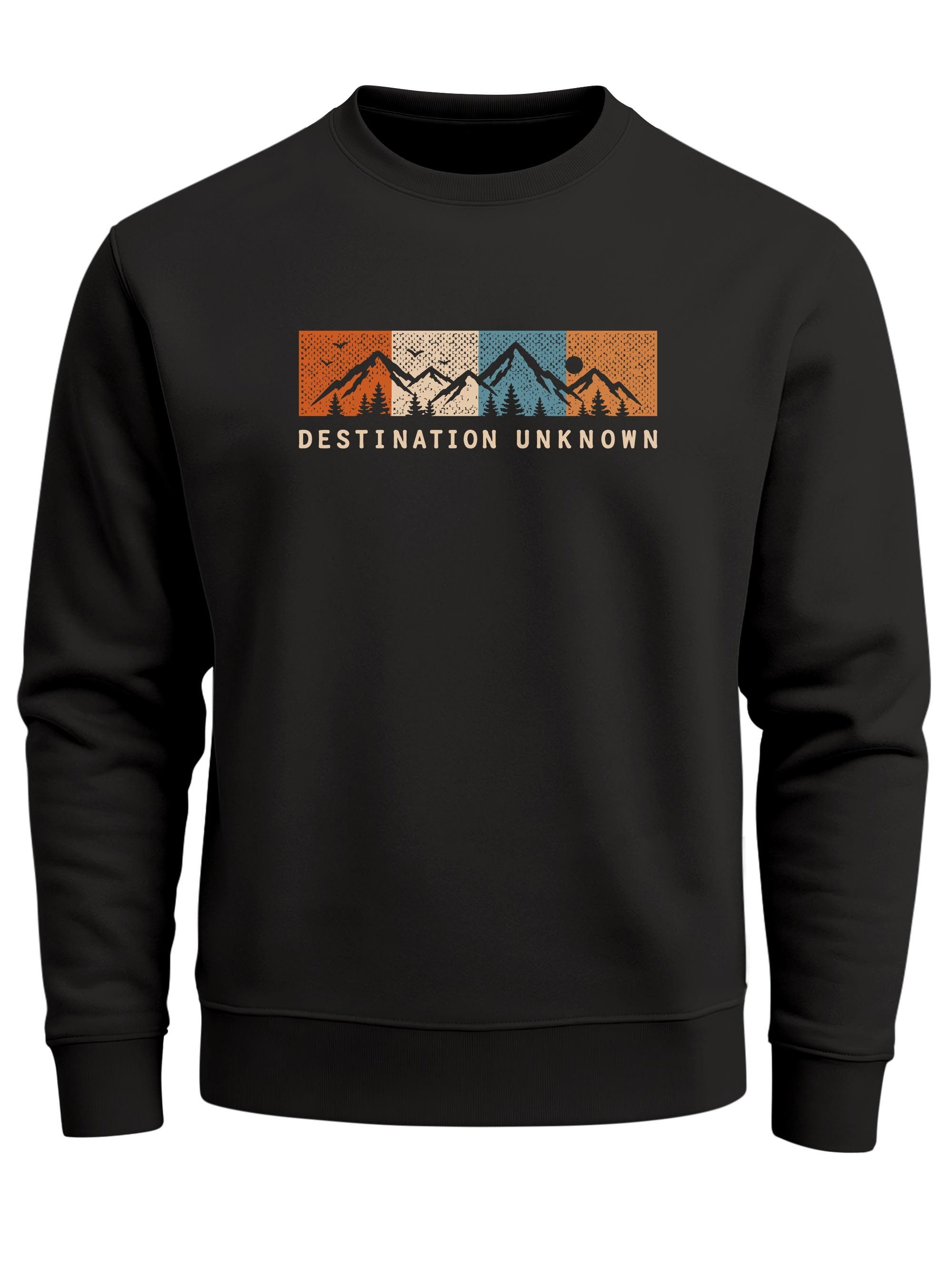 Neverless Sweatshirt Neverless® Herren Sweatshirt mit Frontprint - Destination unknown -
