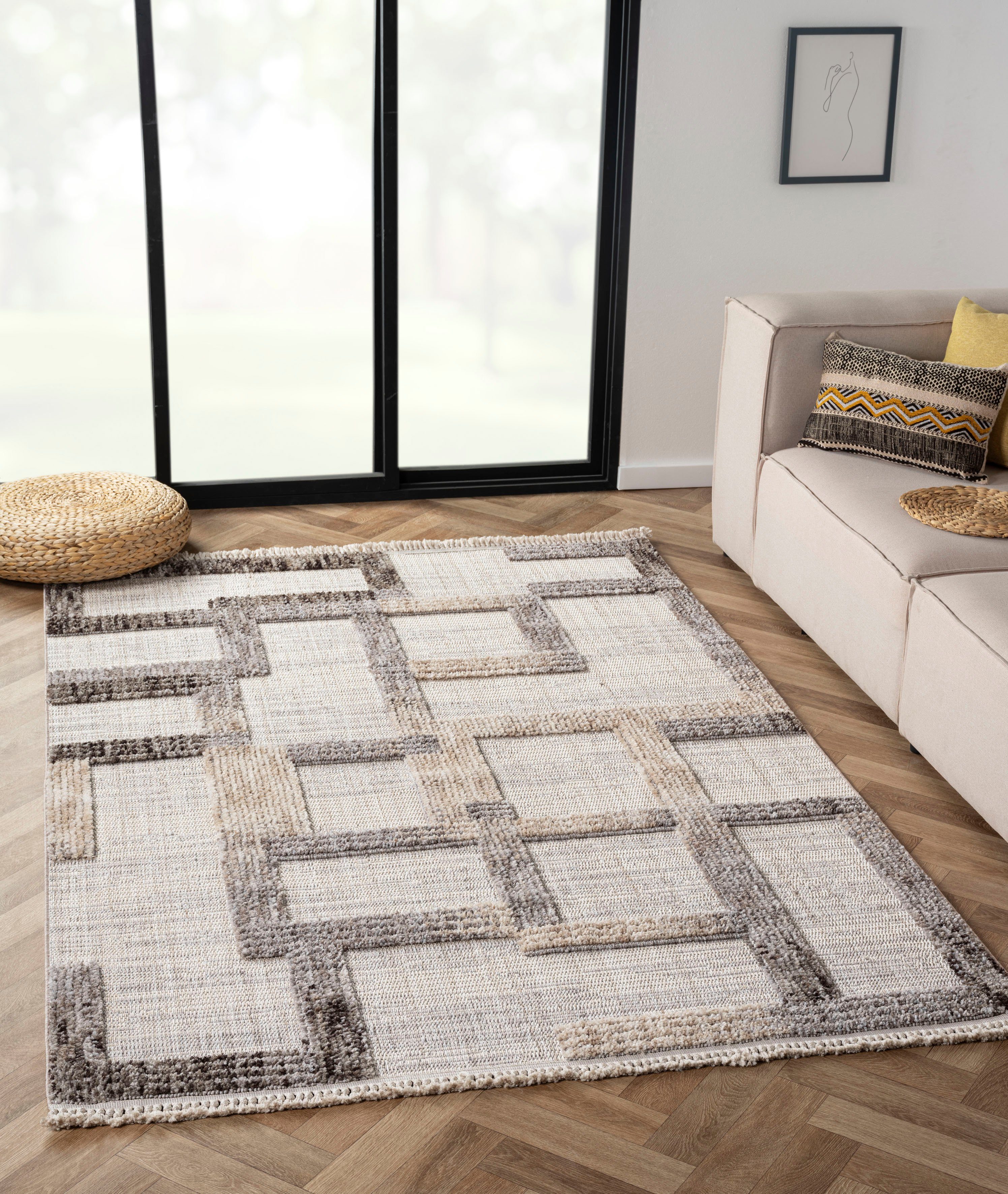 Myflair Möbel & Accessoires Teppich Balania, rechteckig, Höhe: 15 mm, Kurzflor, mit Hoch-Tief Effekt, besonders weich durch Microfaser