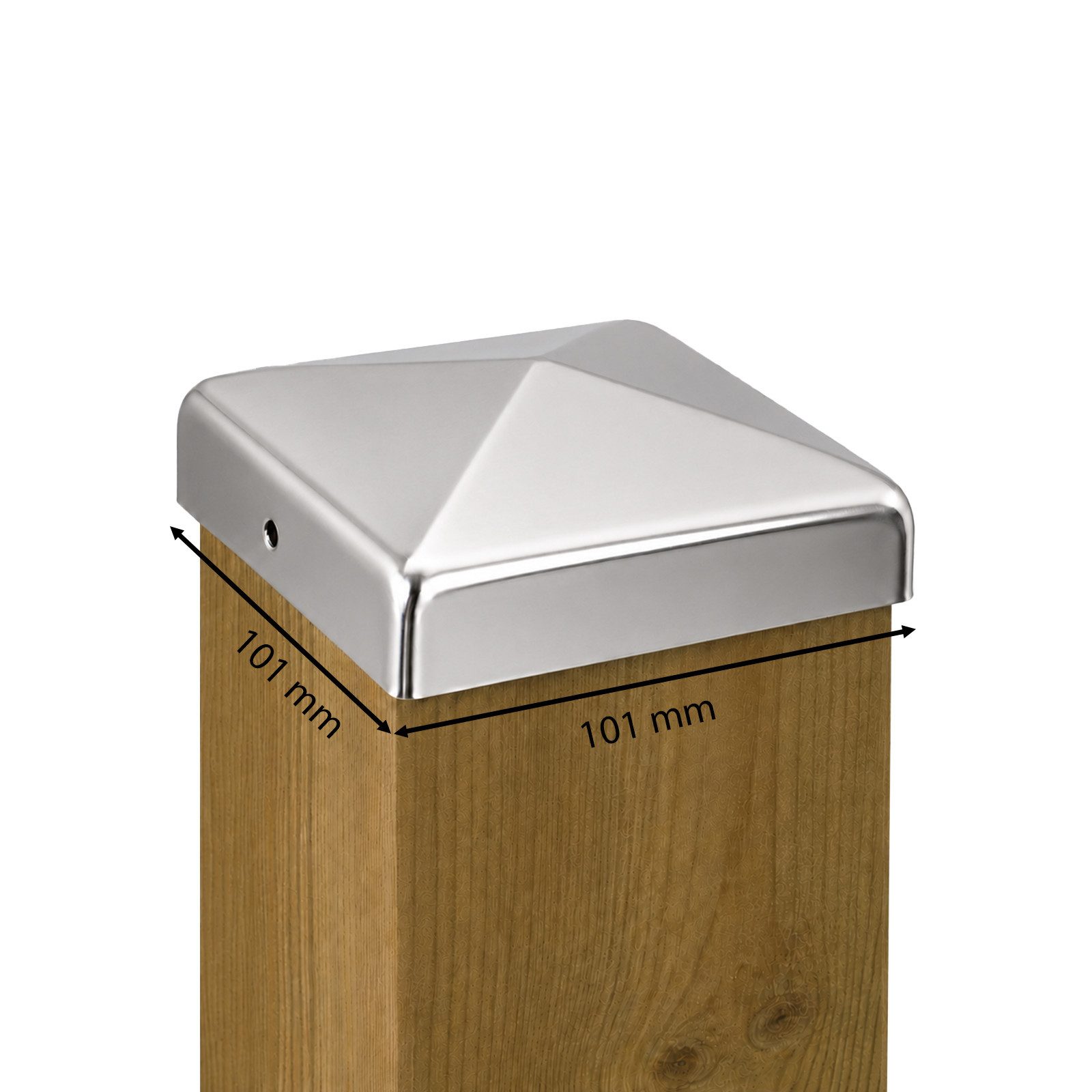 Holmwerk Pfostenkappe Pfostenkappe Edelstahl 101 mm Pyramide Abdeckkappe für Pfosten 10x10cm (1 St)