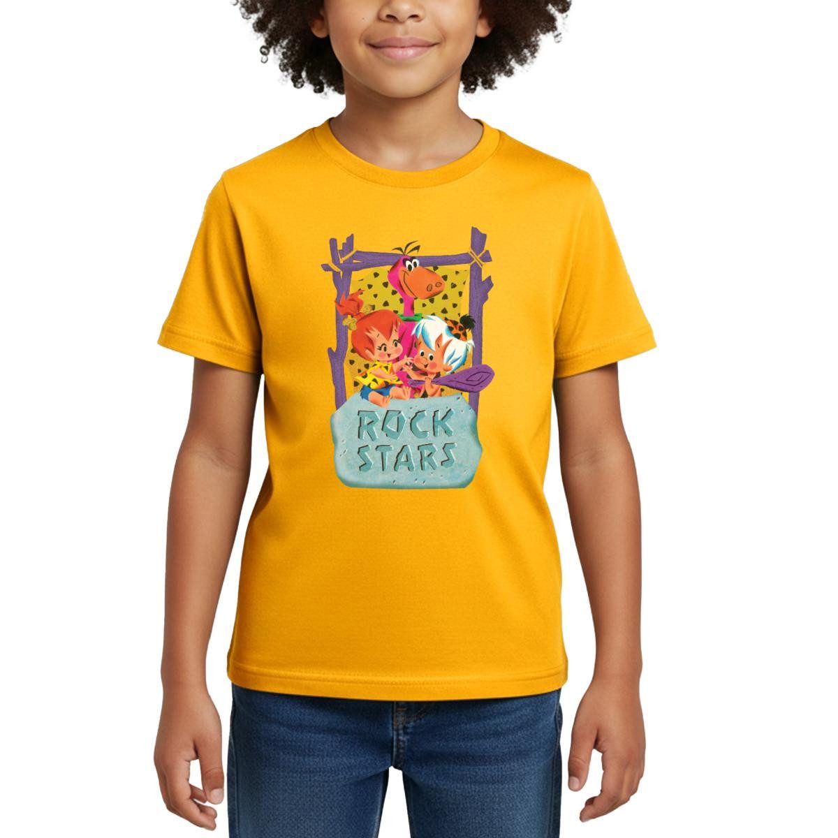 Spreadshirt T-Shirt The Flintstones Pebbles, Bamm-Bamm & Dino Rock Stars Kinder T-Shirt (1-tlg)
