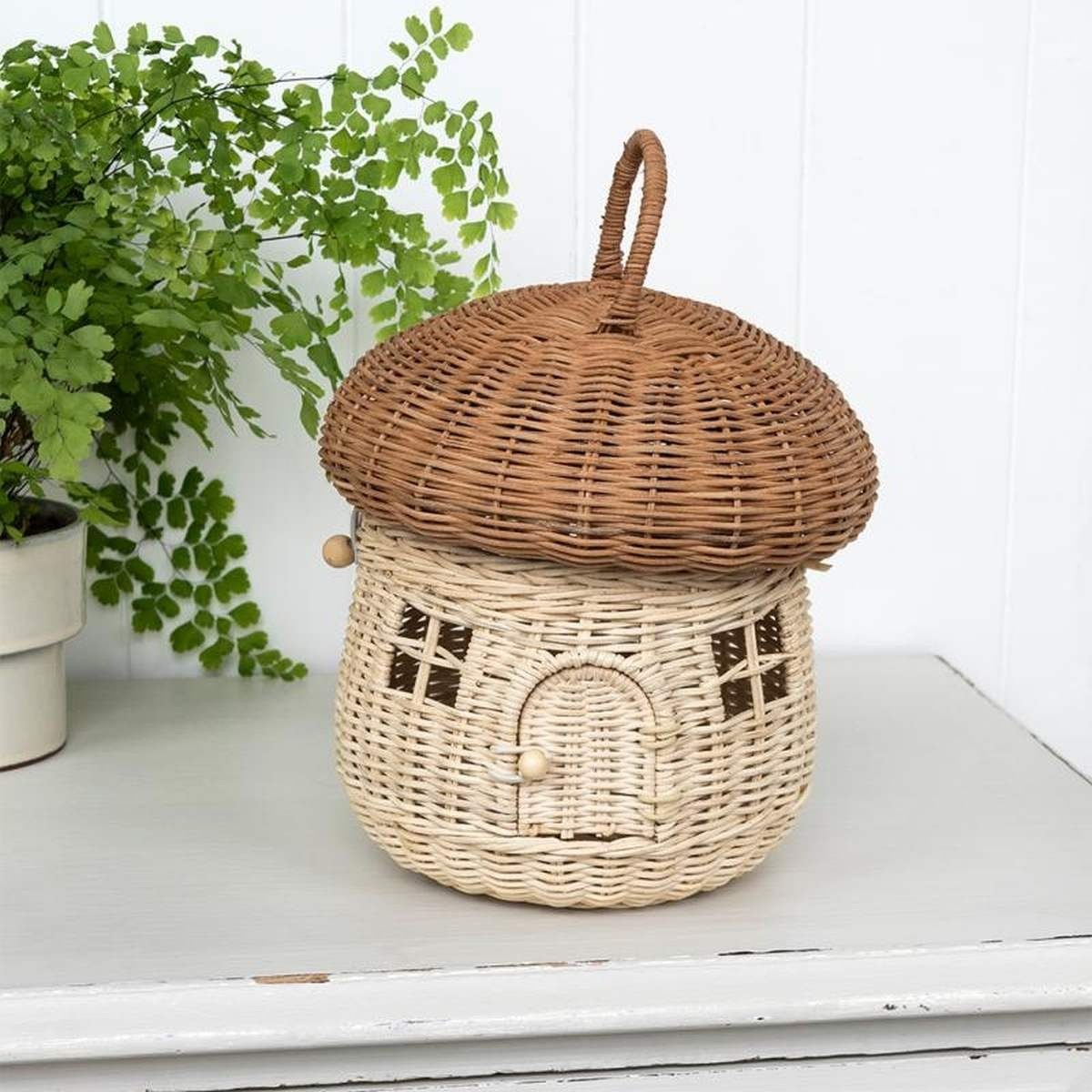 Rex London Aufbewahrungskorb Rattan Korb Pilz Ø22cm Deko Aufbewahrung Gartendeko