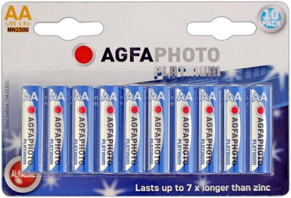 AgfaPhoto Mignon Batterien LR6 10 Stück Alkaline AA blau-Silber Batterie