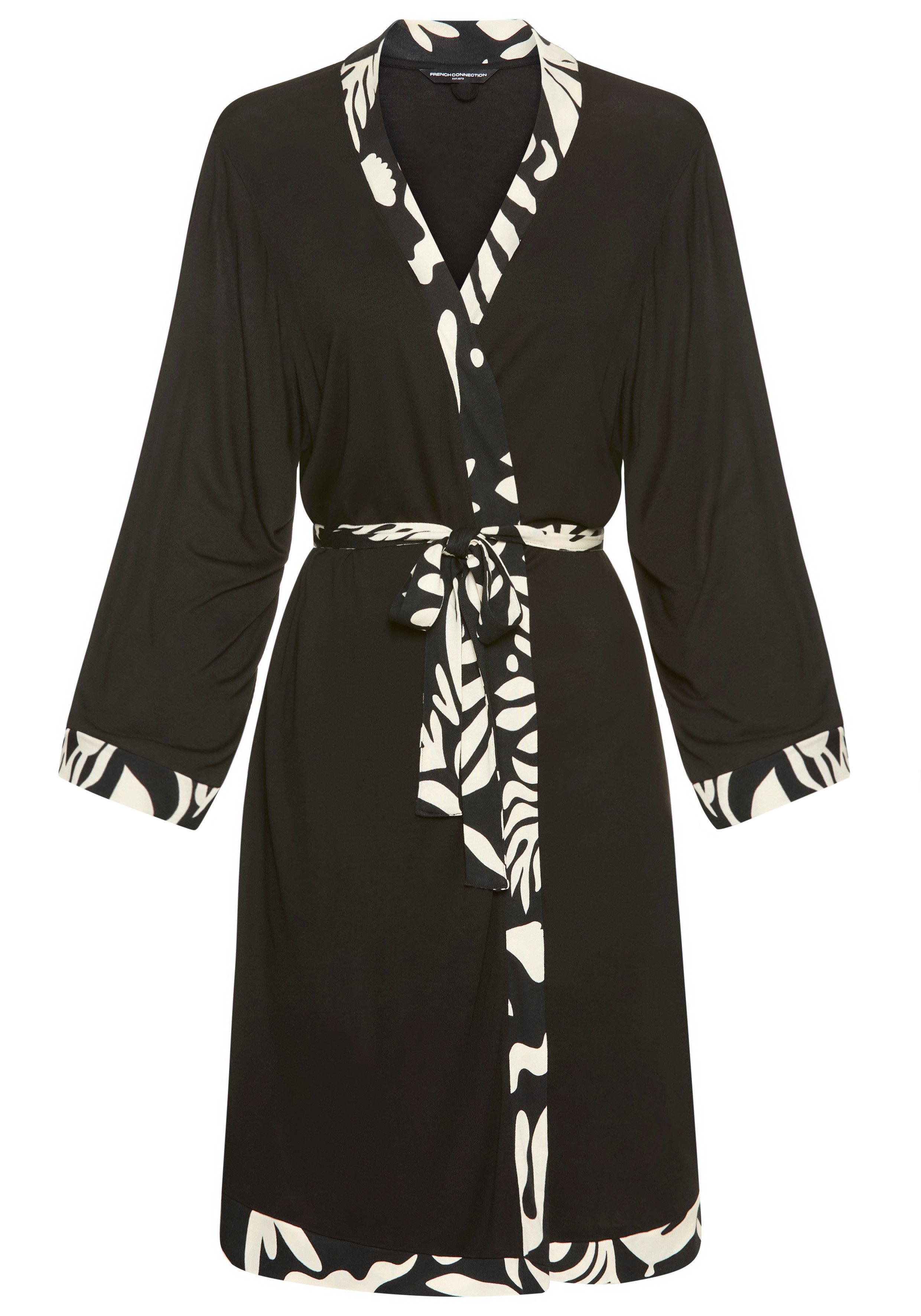 French Connection Kimono, Kurzform, Viskose, Gürtel, im zeitlosen Schwarz-Weiß-Look. € 44,99