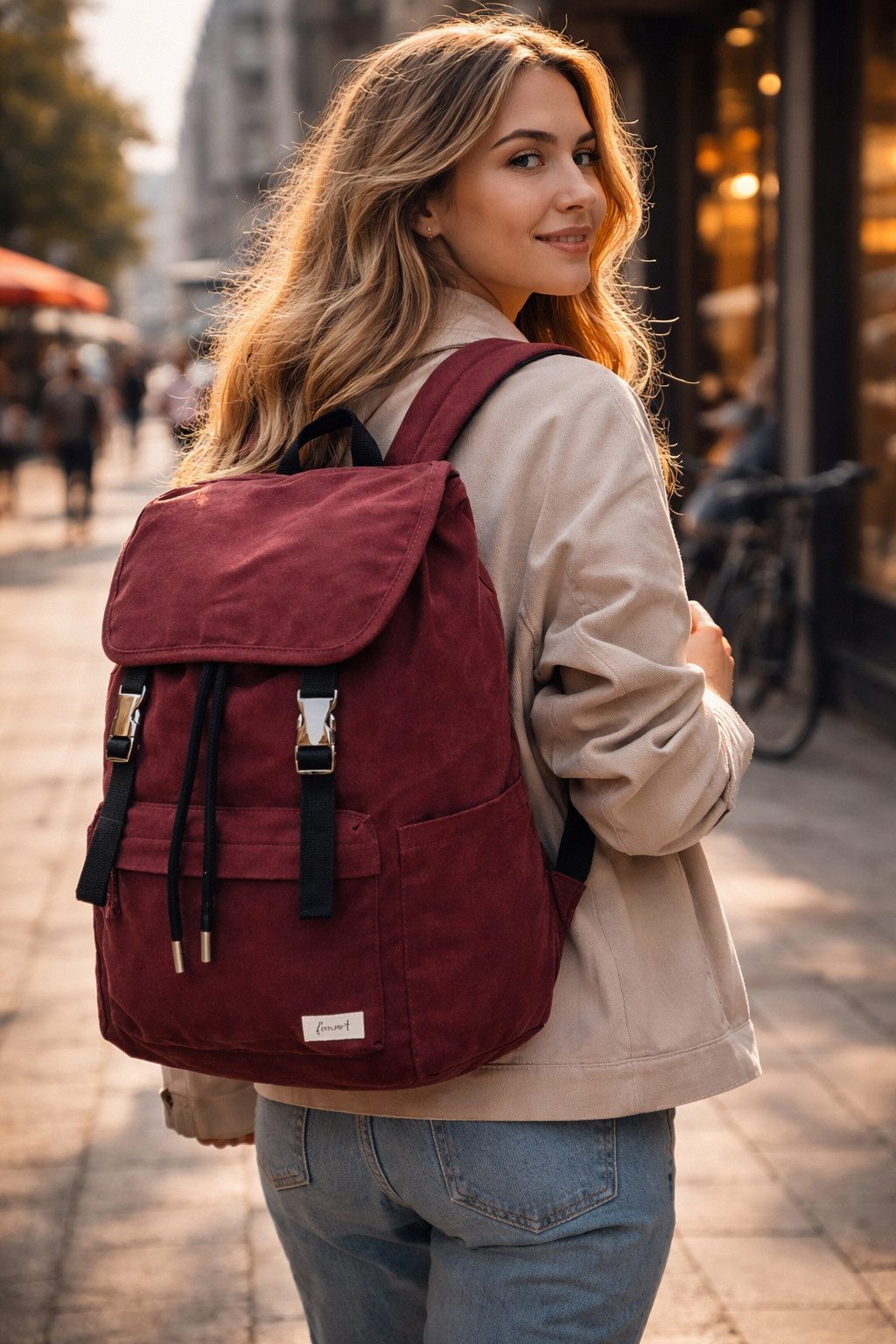 forvert Tagesrucksack Cityrucksack Schulrucksack 21 Liter Natur Cotton