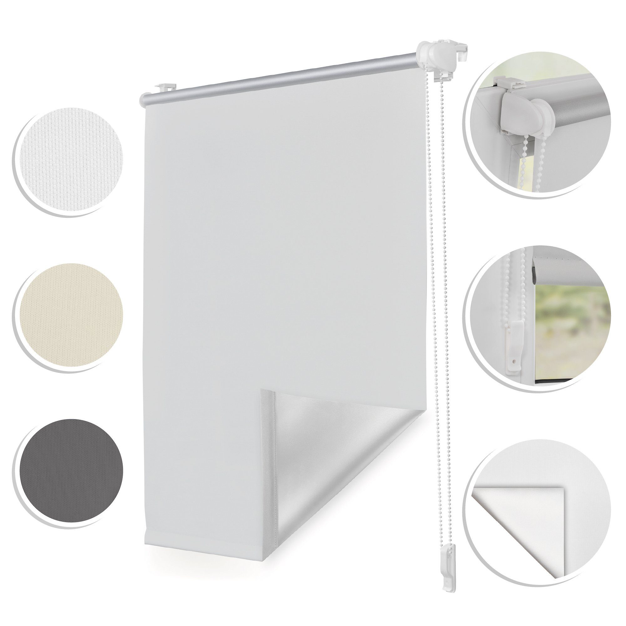 Rollo Thermo-Rollo, Roomy, verdunkelnd, Klemmbar, Anschraubbar, freihängend, Klemmbar, Anschraubbar, Klemmfix, ohne Bohren, Verdunkelung, Hitzeschutz, Thermo