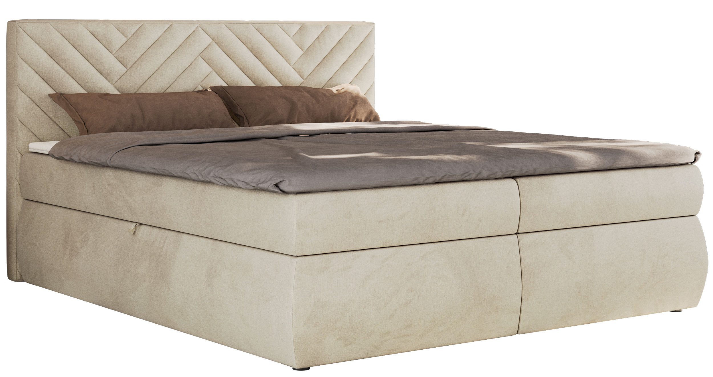MKS MÖBEL Boxspringbett AVERTA (Set, Bonellfedern, T30-Schaum, Topper T25, Bonell-Matratze, hohe Kopfteil), Doppelbett, inkl. Bettkasten und Topper
