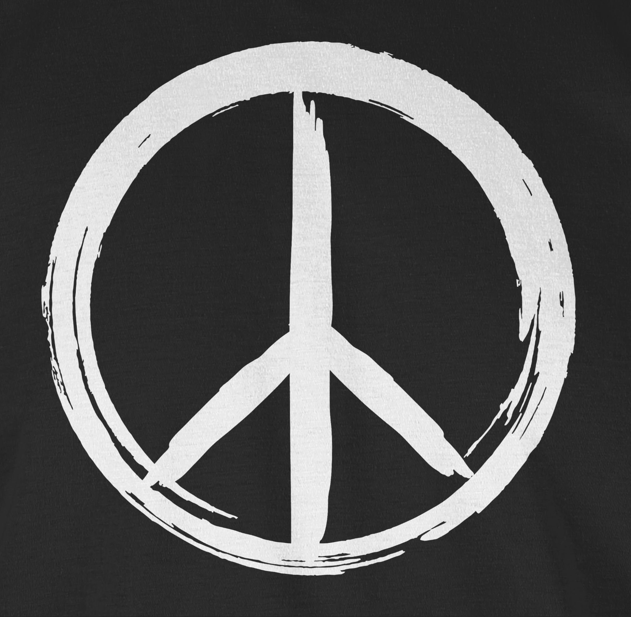 T-Shirt Sprüche Schwarz Shirtracer Zeichen Statement Pinsel Optik weiß Peace - 01